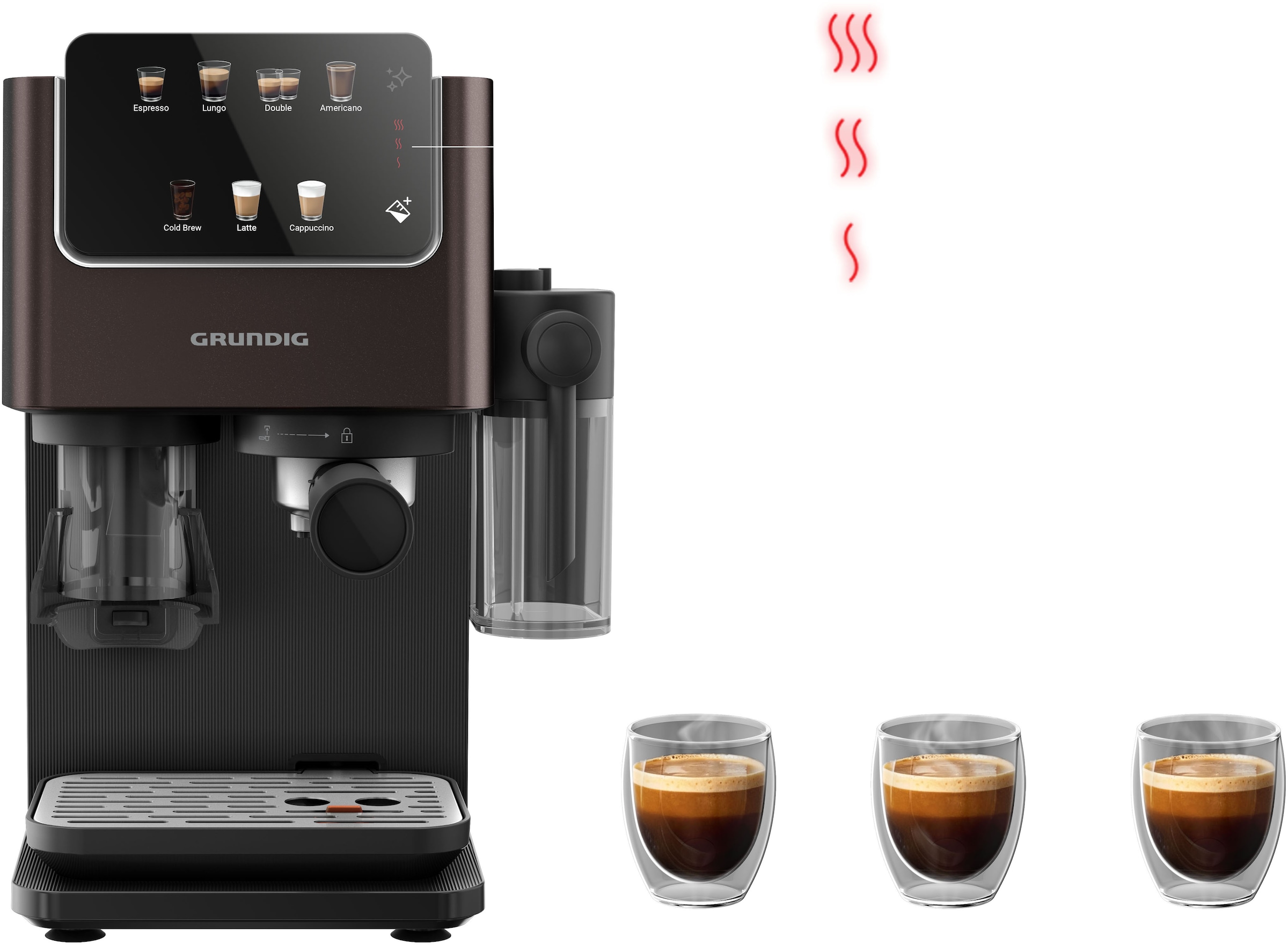 Grundig Siebträgermaschine »KSM 8530« 1688W Kaffeevollautomat mit 20 Bar, Touch & CreamyPro™