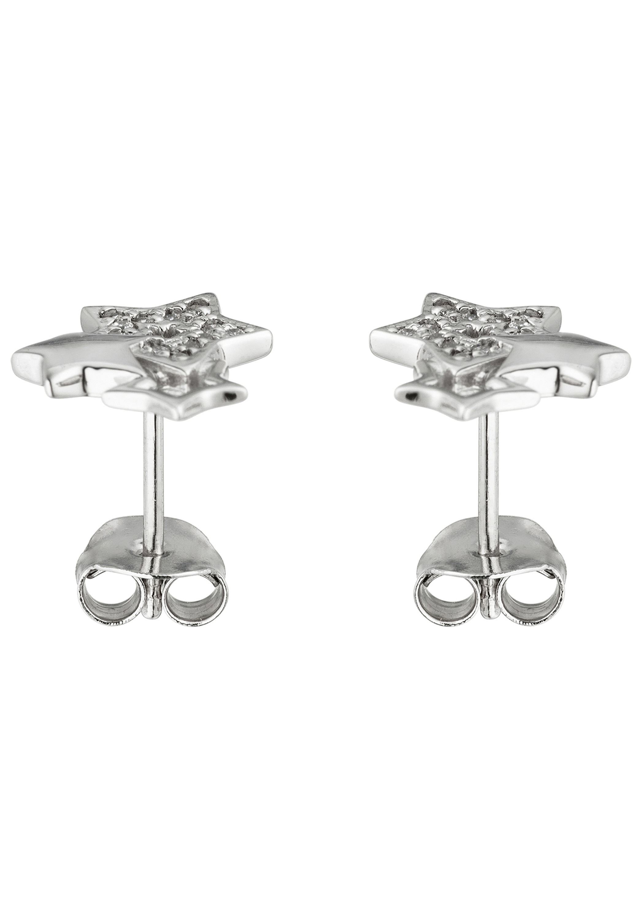 JOBO Paar Ohrstecker »Sterne« 925 Silber mit 26 Zirkonia