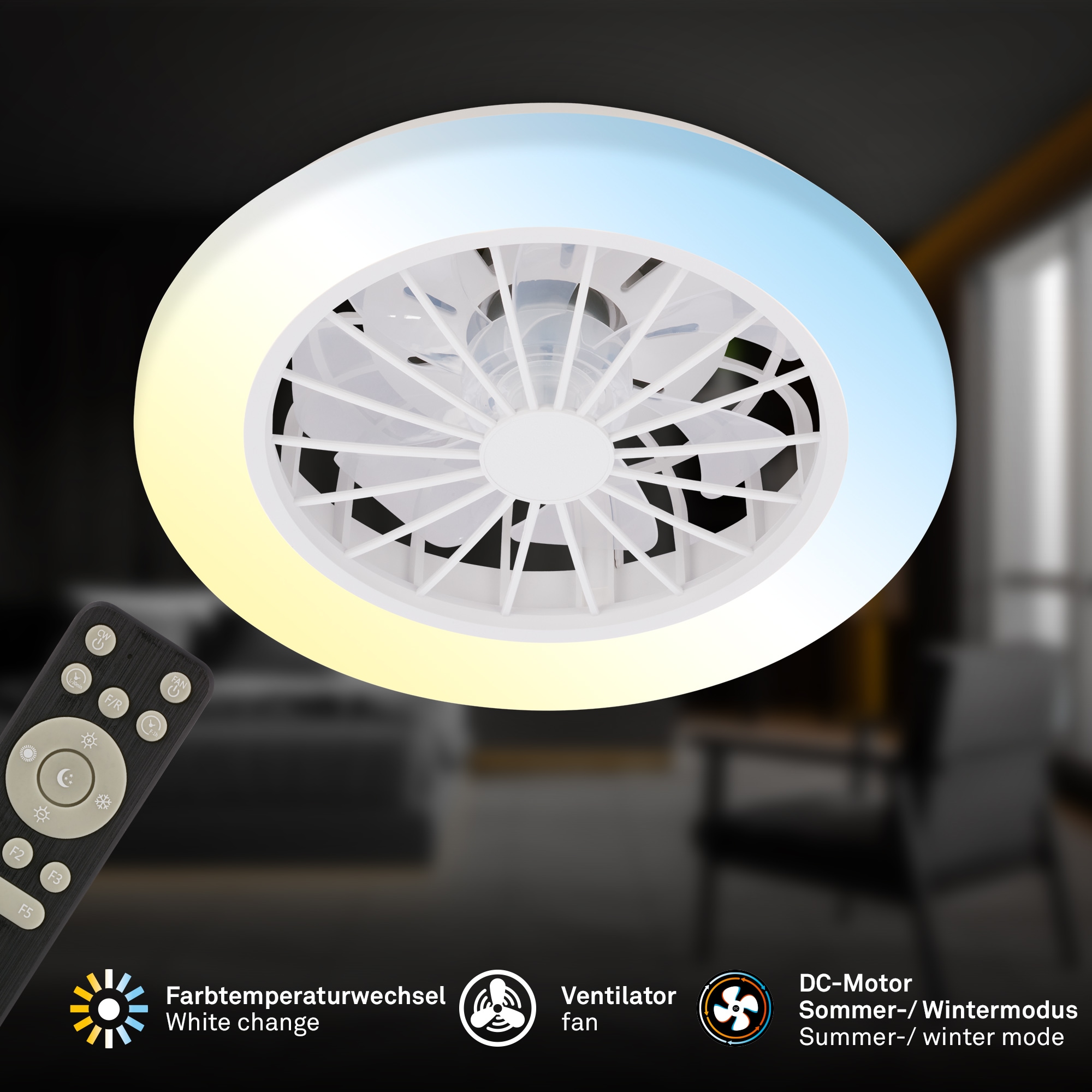 Briloner Leuchten LED Deckenleuchte »PAFO« LED-Board 1 Stk. warmweiß - kaltweiß 38 x 14 cm (DxH), Schlafzimmer, Wohnzimmer, Esszimmer, Flur, Küche