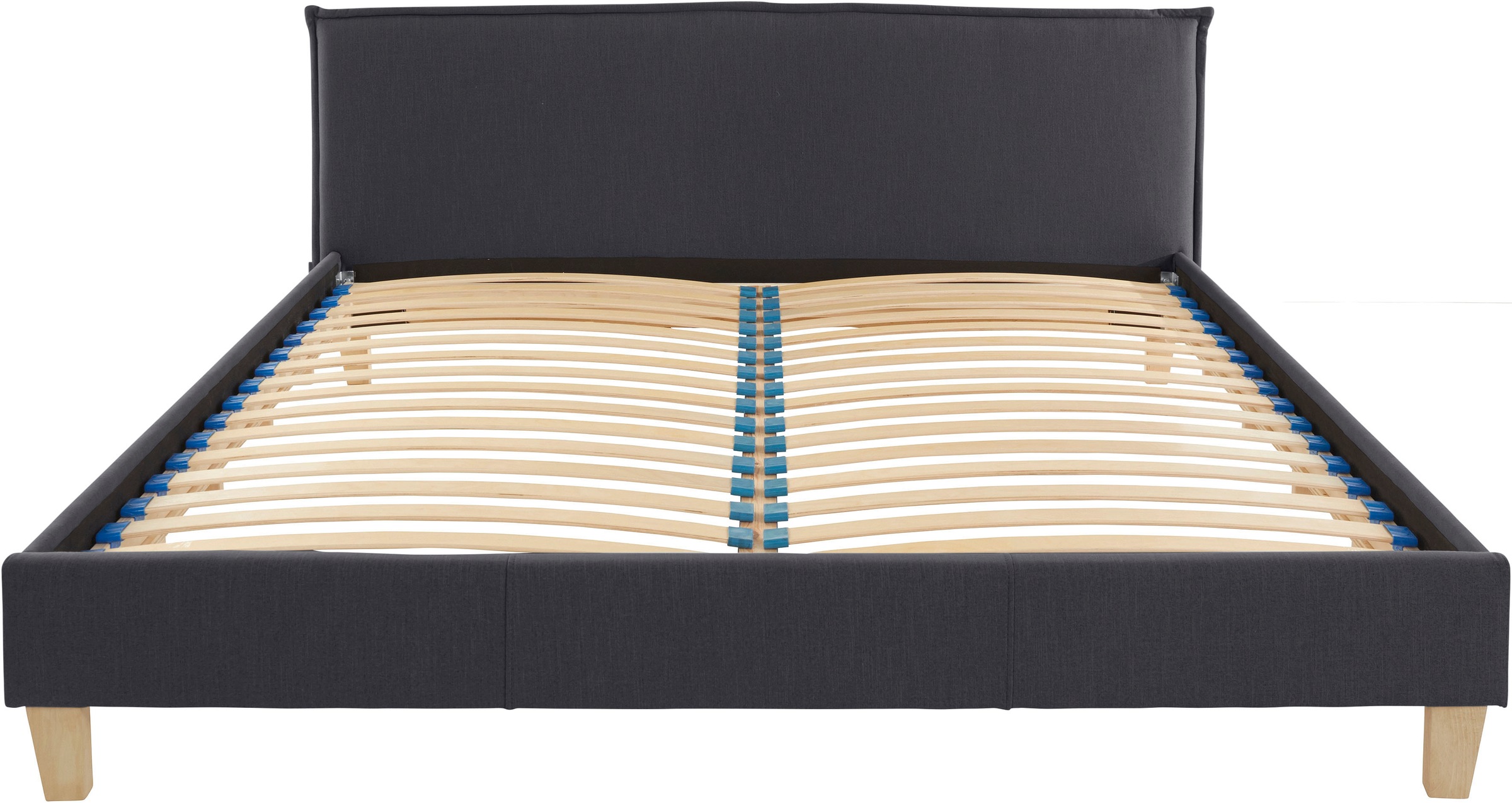 OTTO products Polsterbett »Heddi«, in 5 Breiten: von 90cm-200cm, Biese am Kopfteil, Strukturstoff