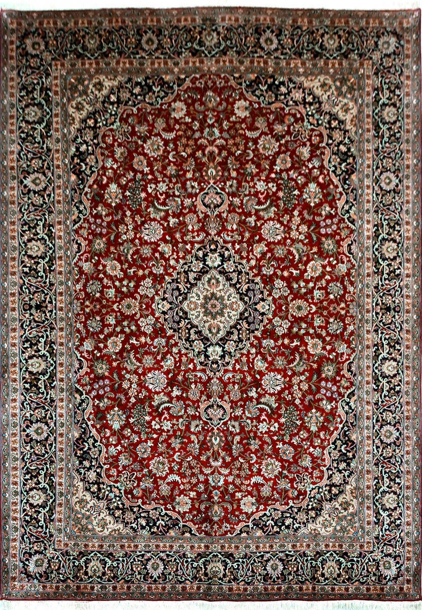 Kayoom Seidenteppich »Kashan 21«, rechteckig, 10 mm Höhe, Einzelstück mit Zertifikat, Wohnzimmer