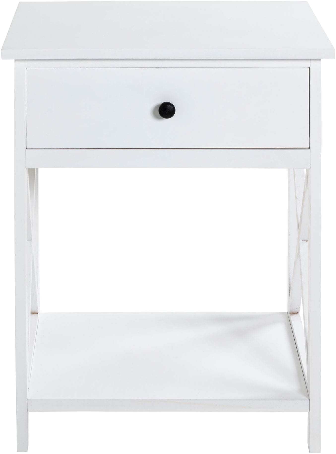 HAKU Beistelltisch »Nachtkonsole, Sofatisch, Wohnzimmertisch« 1 Stk. tlg. rechteckig - aus Massivholz Weiß B/T/H 46/35/60 cm