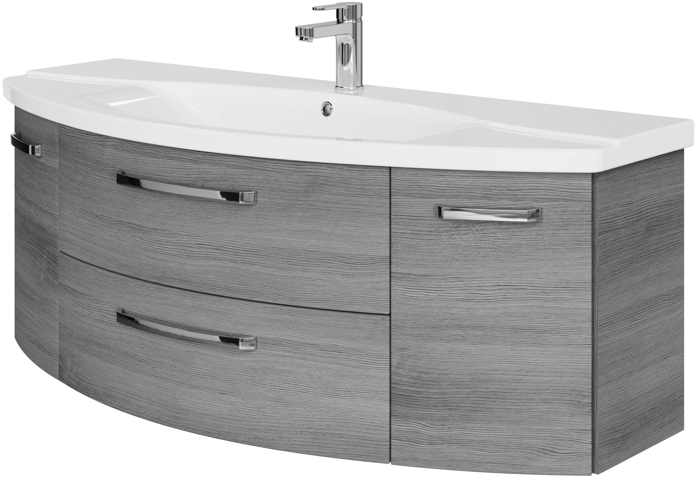 Saphir "Serie 4010 Keramik-Waschtisch mit Unterschrank, 144 cm breit" Waschplatz mit 2 Türen, 2 Schubladen, Badmöbel-Set mit Waschtisch