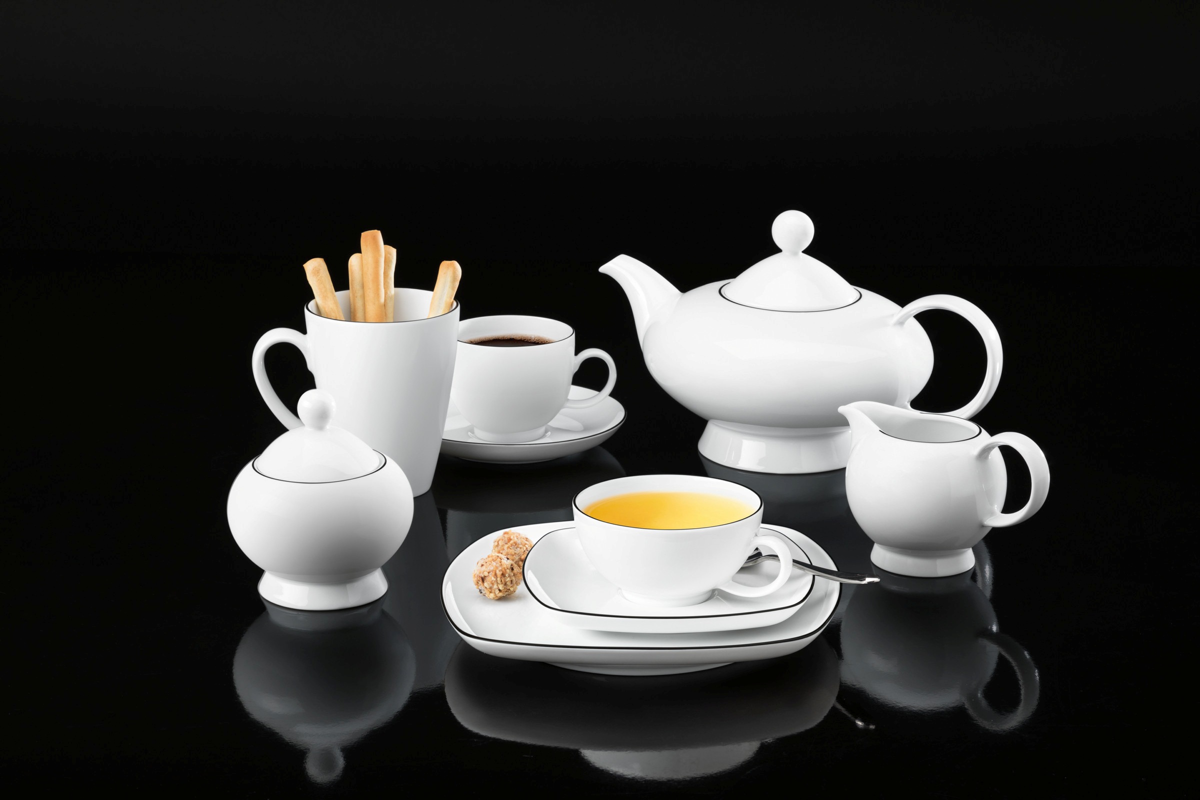 Thumbnail - Seltmann Weiden Untertasse "Lido Black Line", (1 St.), Milchkaffeeuntertasse 16 cm