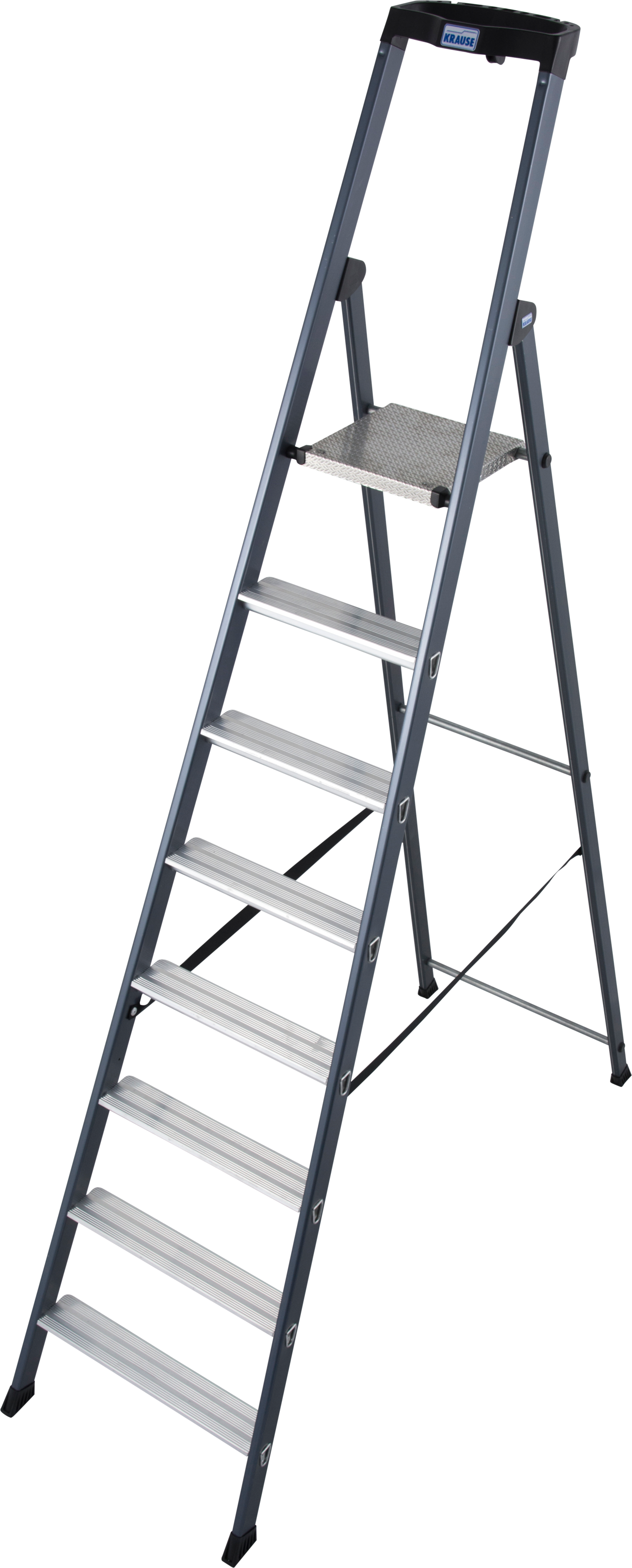KRAUSE Stehleiter "SePro S", B/H/L: 55cm x 13cm x 255cm, grau, Leitern, Alu eloxiert, 1x8 Stufen, Arbeitshöhe ca. 370 cm