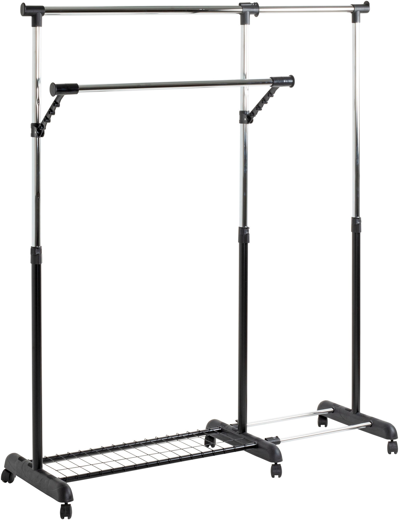 HAKU Garderobenständer »Garderobe, Garderobenständer, Kleiderständer auf Rollen, Kleiderwagen« rechteckig - aus Metall Schwarz - B/T/H 94-160/49/103-170 cm