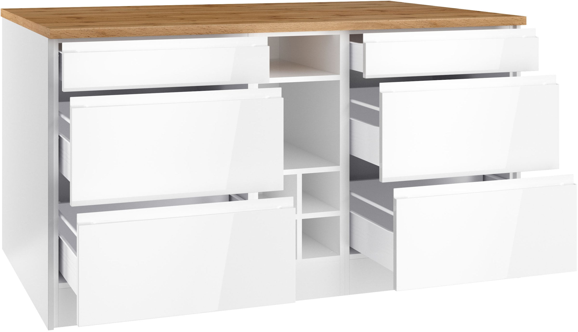 KOCHSTATION Kücheninsel »KS-Virginia«, Breite 153 cm, MDF-Fronten, Flaschenregal