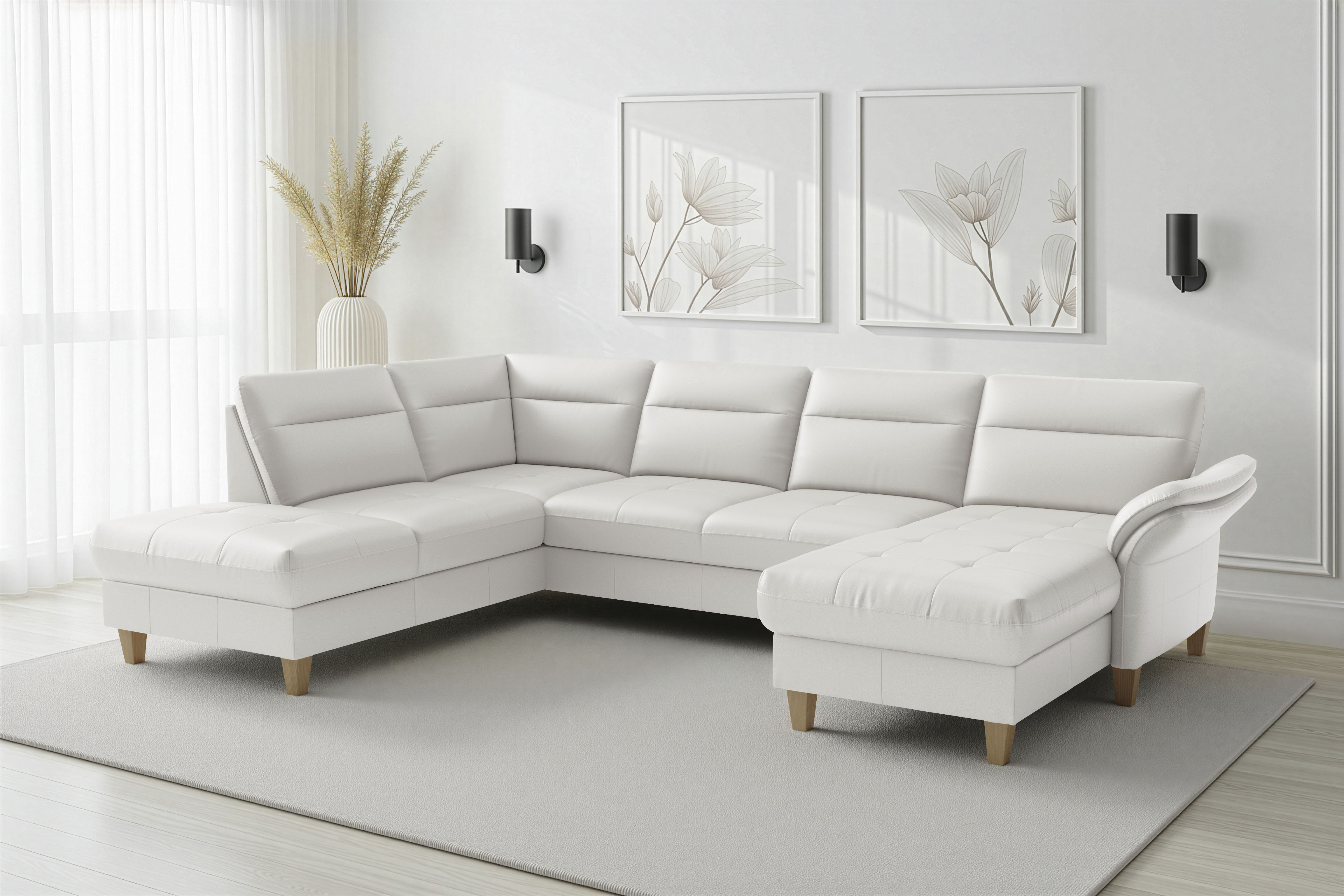sit&more Wohnlandschaft "Pamela U-Form, B: 292 cm, optional Schlaffunktion & Bettkasten, Leder"