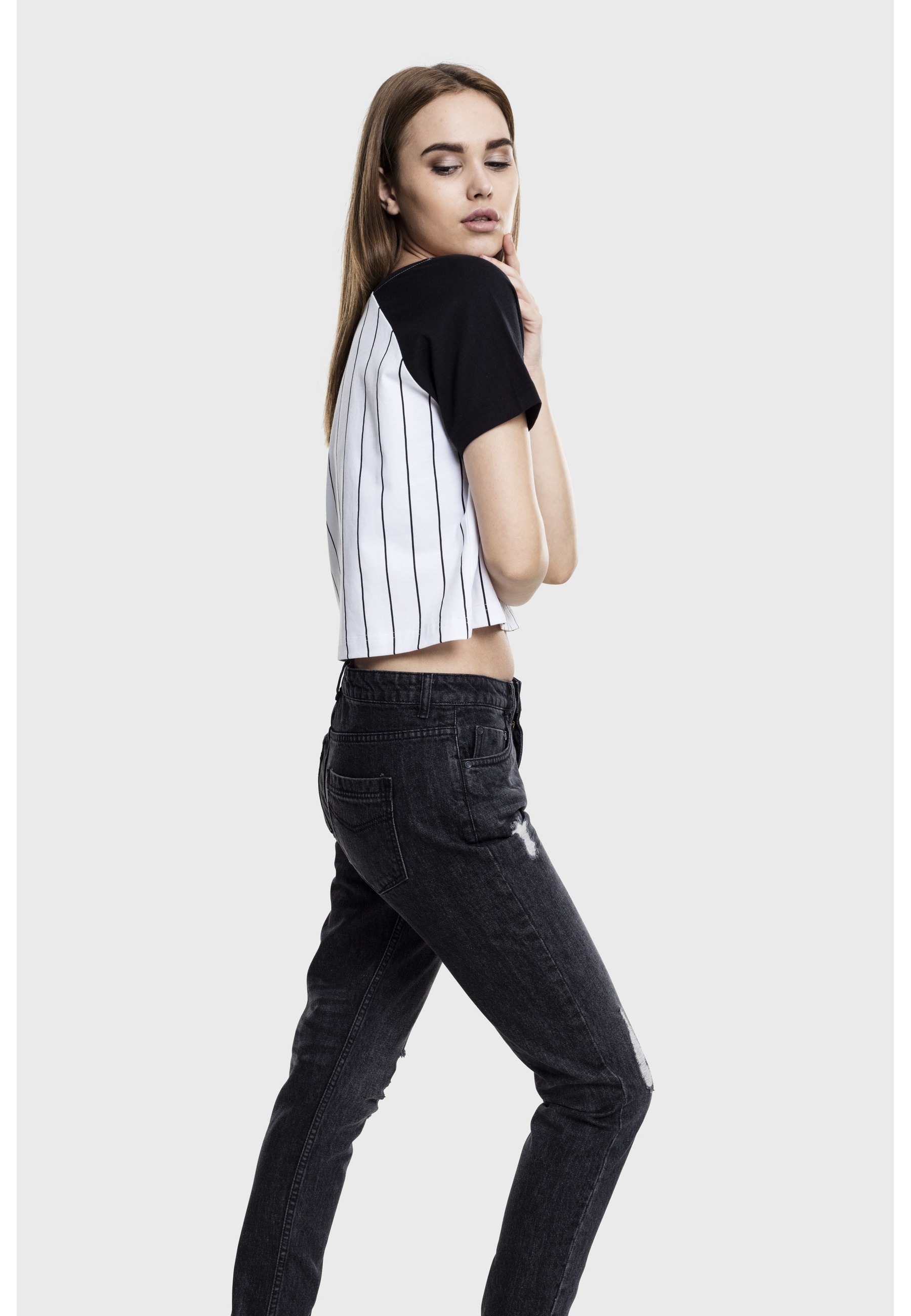 URBAN CLASSICS T-Shirt »Urban Classics Damen Ladies Cropped Baseball Tee« 1 Stk.