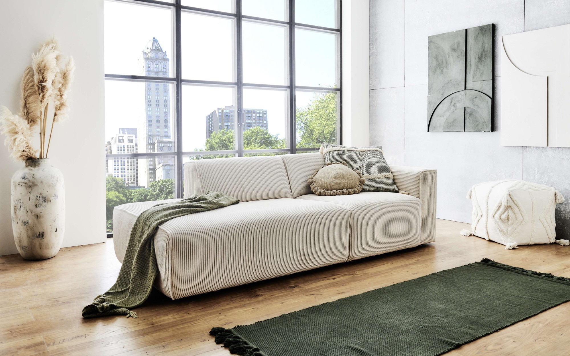 andas 2-Sitzer "Noord mit Kedernaht, Breite 227 cm", Cord, Struktur, Websto günstig online kaufen