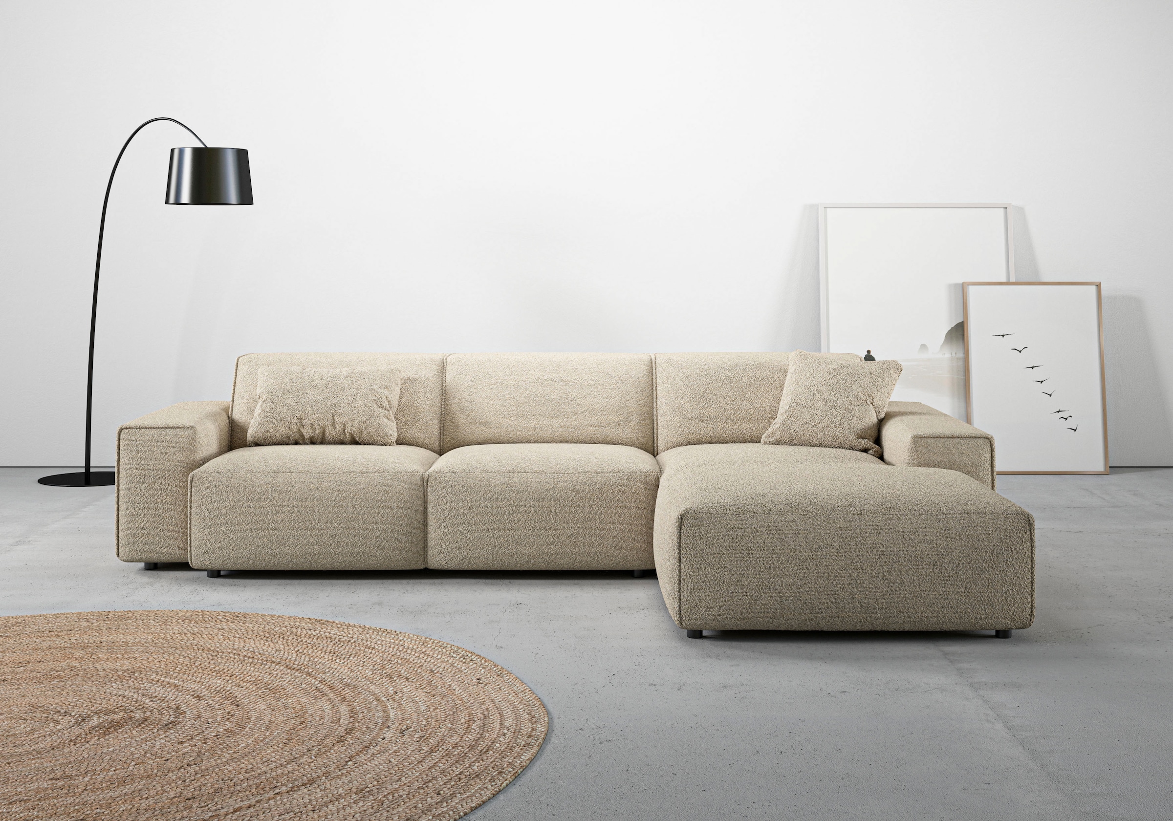 Home affaire Ecksofa "Glimminge auch in Breitcord, Feincord, Bouclé + Easy care-Bezug" L-Form, Breite 294, Zierkissen