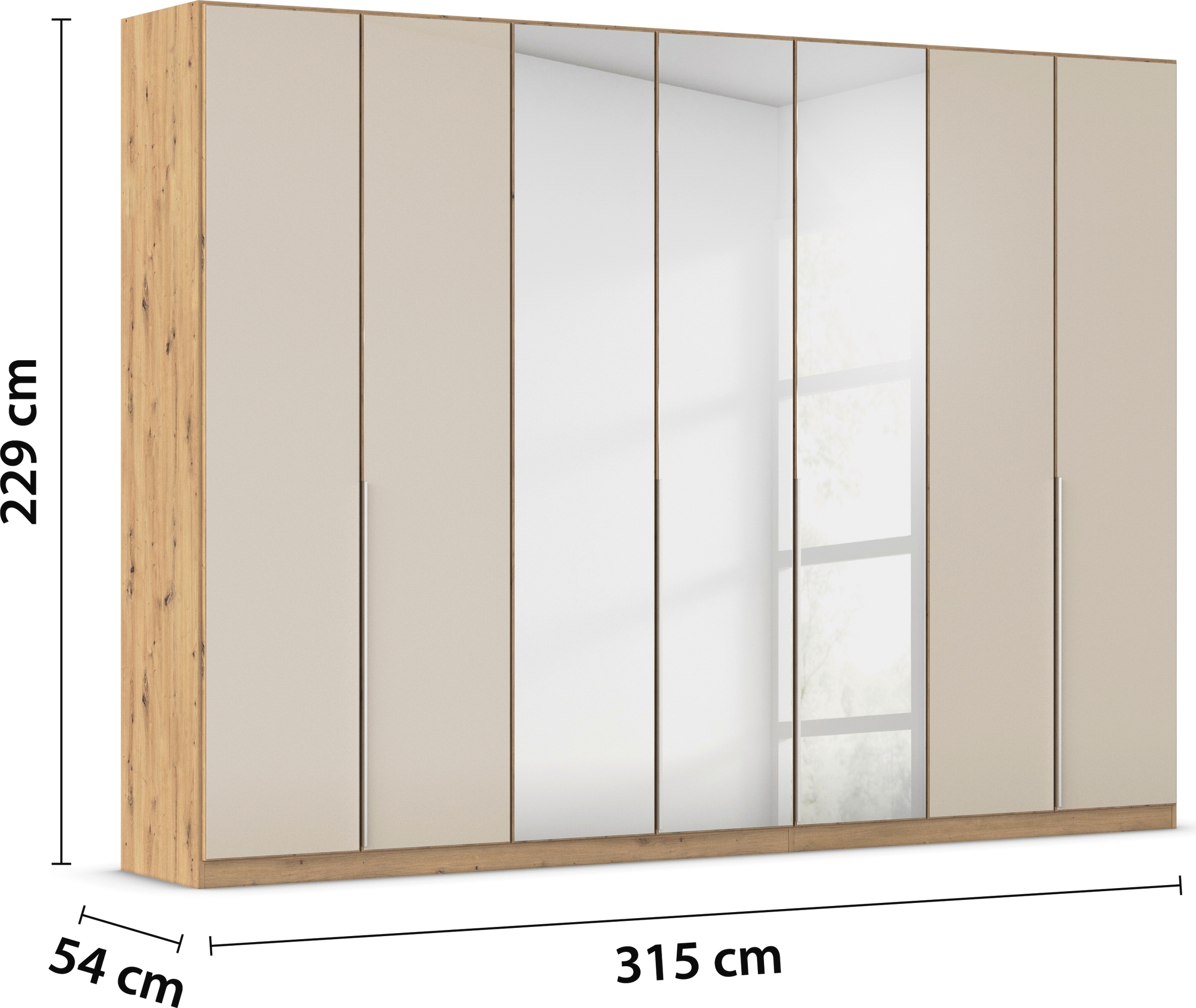 rauch Drehtürenschrank »Kleiderschrank Kleiderschränke Schrank Garderobe AGORDO mit Glasfront«, (in zwei Griff-Farben), durchdachte Innenausstattung, in 6 Breiten und 2 Höhen MADE IN GERMANY