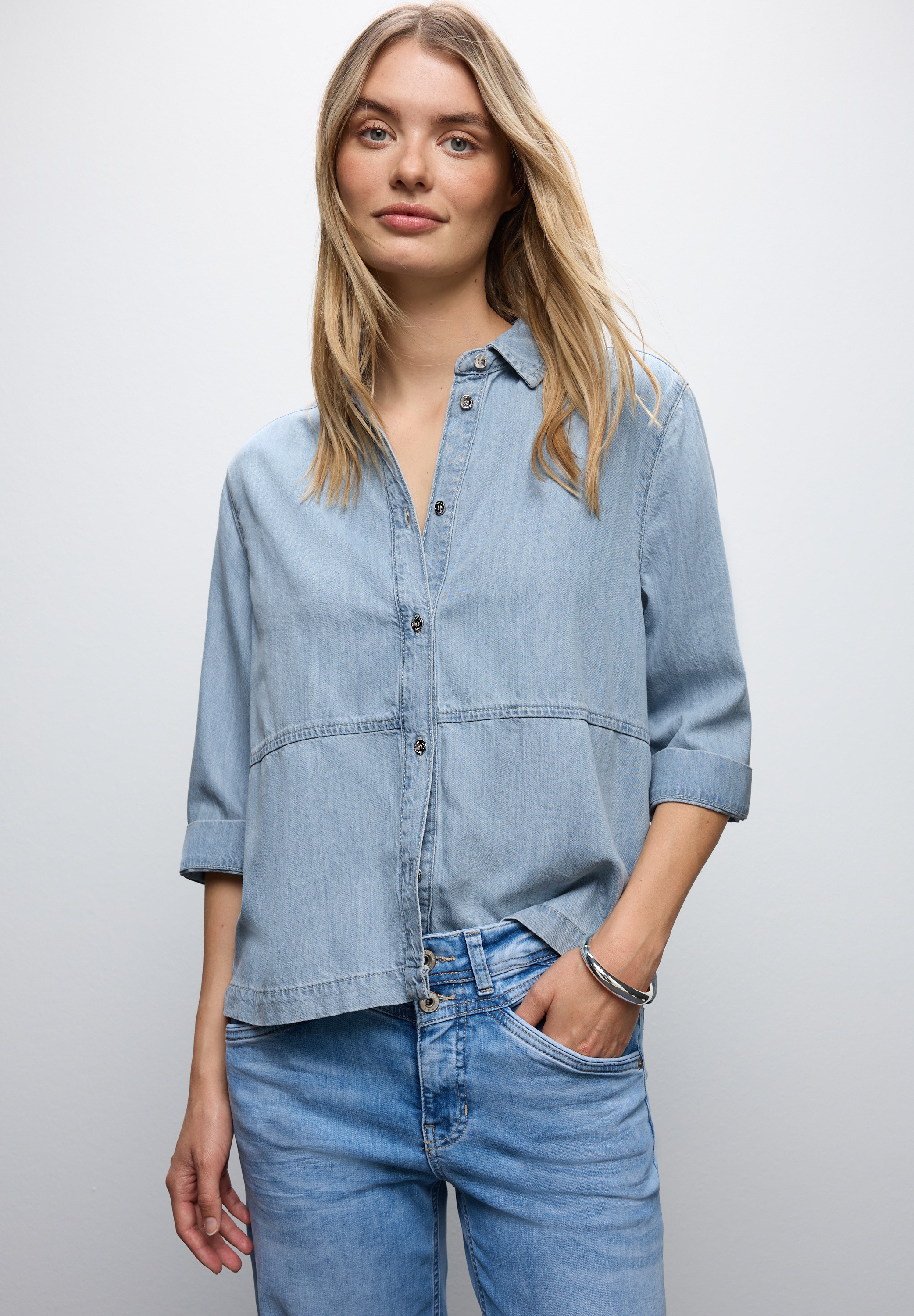 STREET ONE Jeansbluse mit Knopfleiste günstig online kaufen