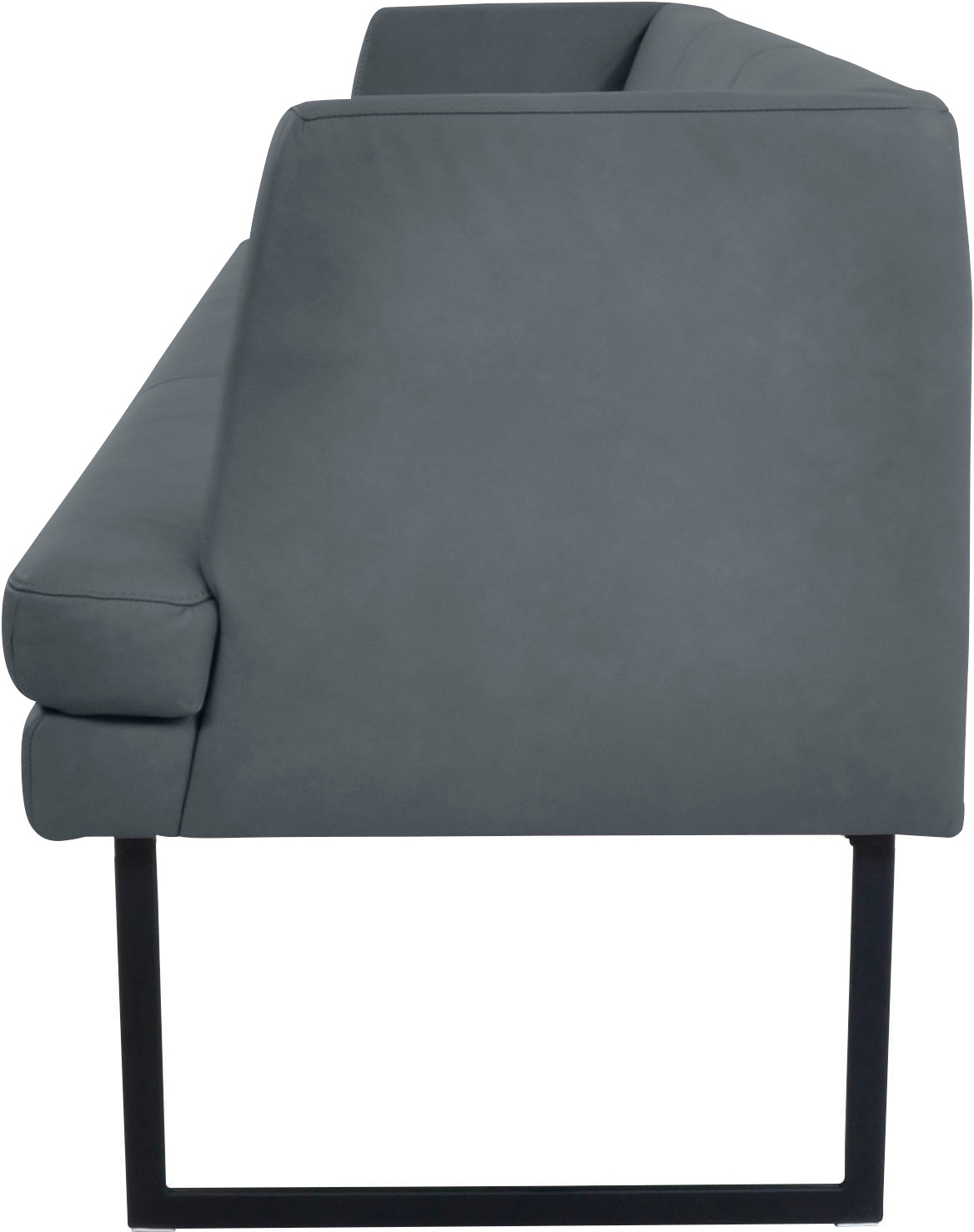 Polsterbank K+W KOMFORT & WOHNEN "Cube", blau (aqua 54), B:229cm H:82cm T:67cm, Sitzbänke, Polsterbank, Hammerkissenoptik, 2 Breiten, Metallkufe schwarz 3