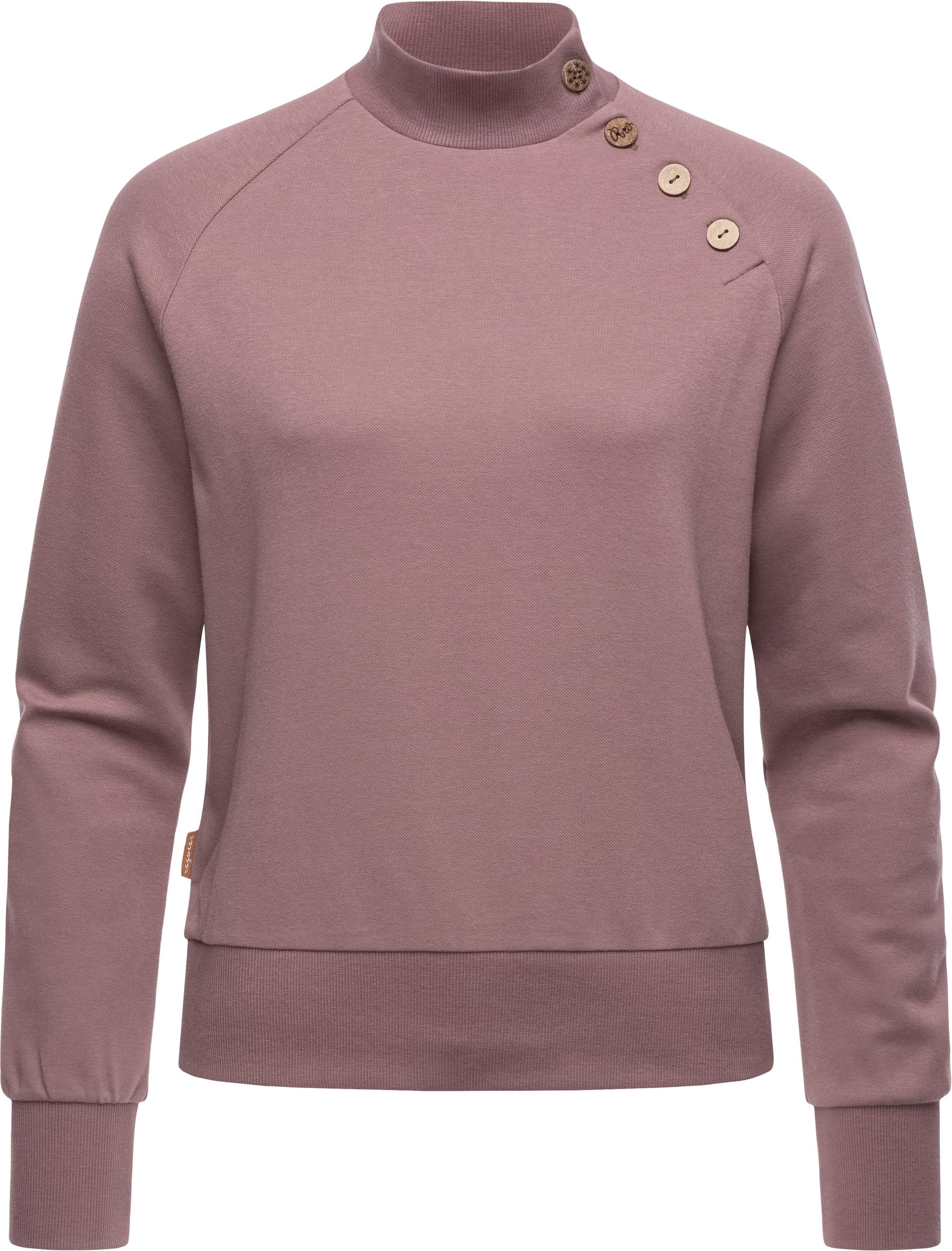 Ragwear Sweatshirt »Majjorka Solid«, Damen Langarmshirt mit Rippbündchen und Zierknöpfen