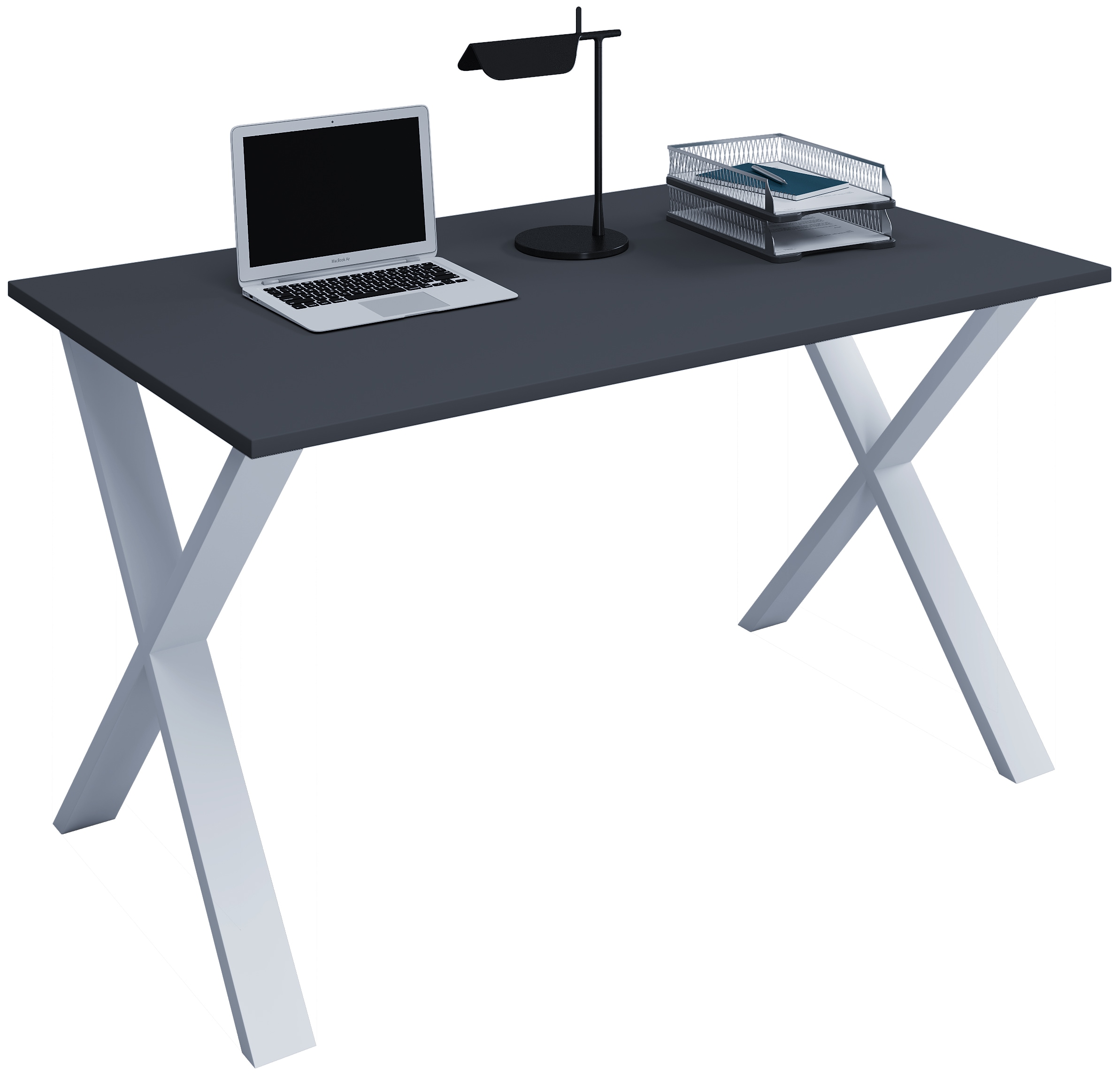 Schreibtisch VCM "Schreibtisch Bürotisch Computertisch 140x50 Lona X", schwarz (silber, anthrazit), B:140cm T:50cm, Tische, Schreibtisch