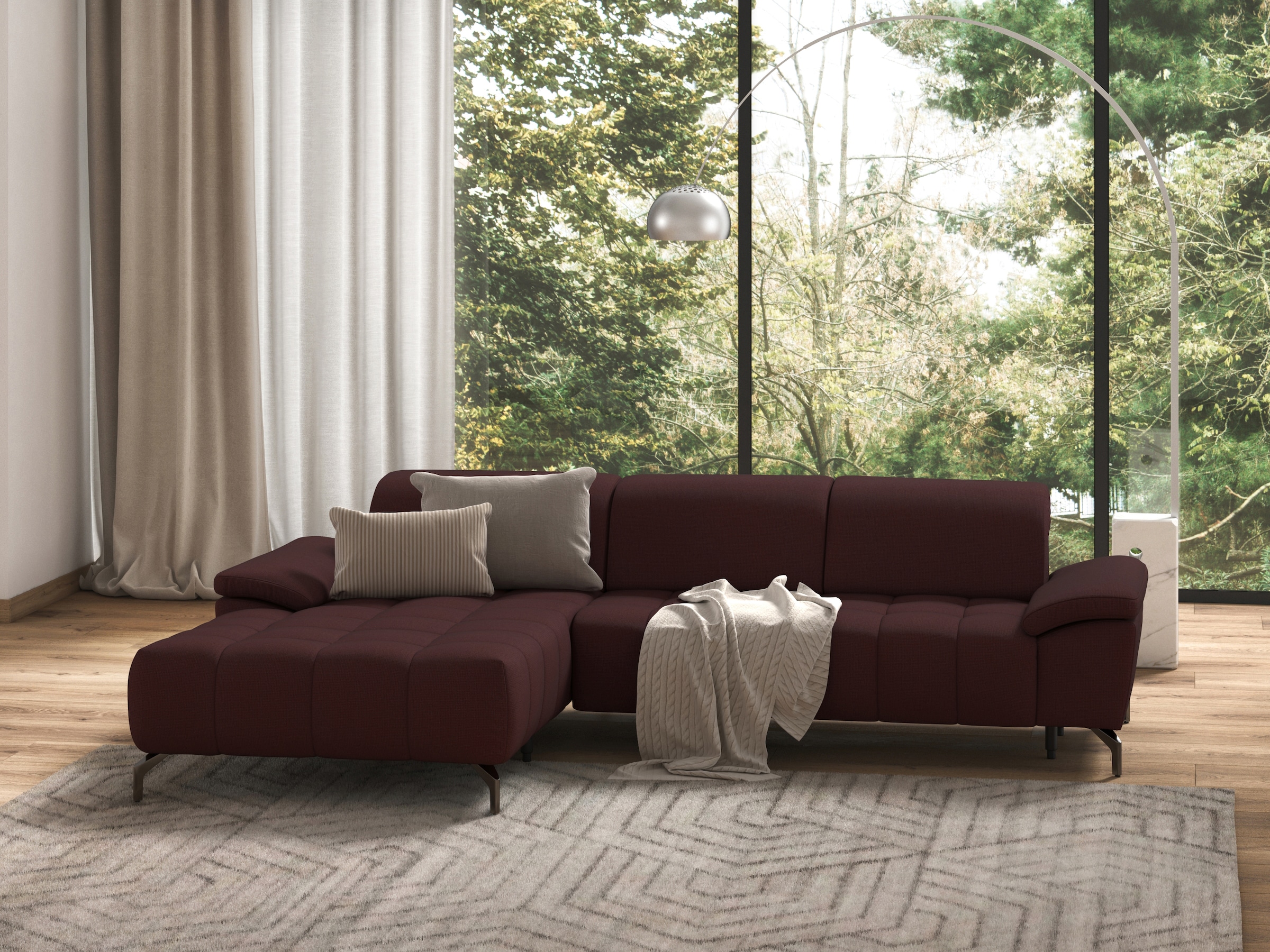 sit&more Ecksofa "Cool L-Form" wahlweise mit Kopfteilverstellung und Vorziehsitz, motorisch