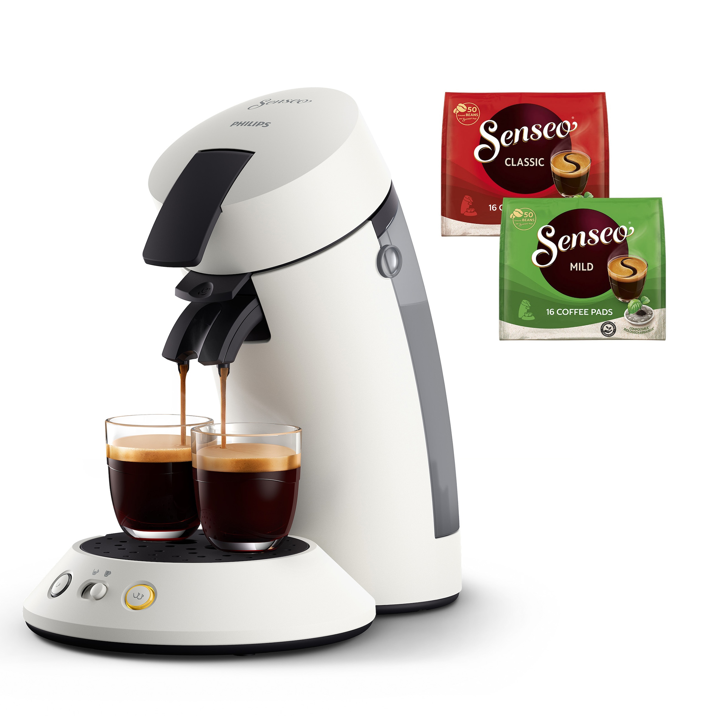 Philips Senseo Kaffeepadmaschine »Original Plus CSA210/10, mit zwei Kaffee-Einstellungen«, aus 28% rec. Plastik, inkl. Gratis-Zugabe (Wert 5 € UVP)