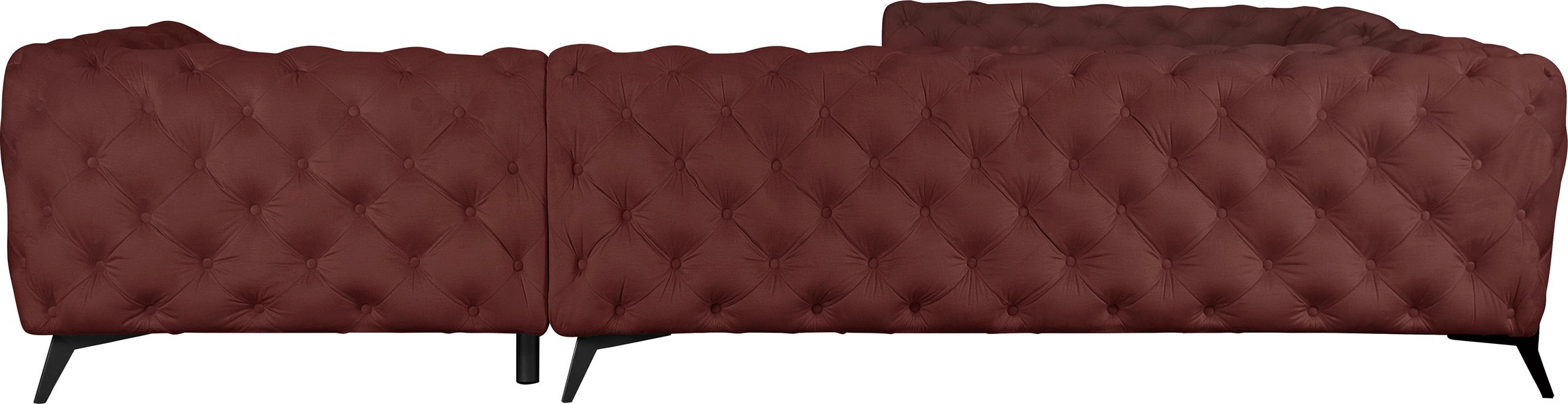 Leonique Chesterfield-Sofa »Amaury L-Form«, großes Ecksofa, Chesterfield-Optik, Breite 323 cm, Fußfarbe wählbar