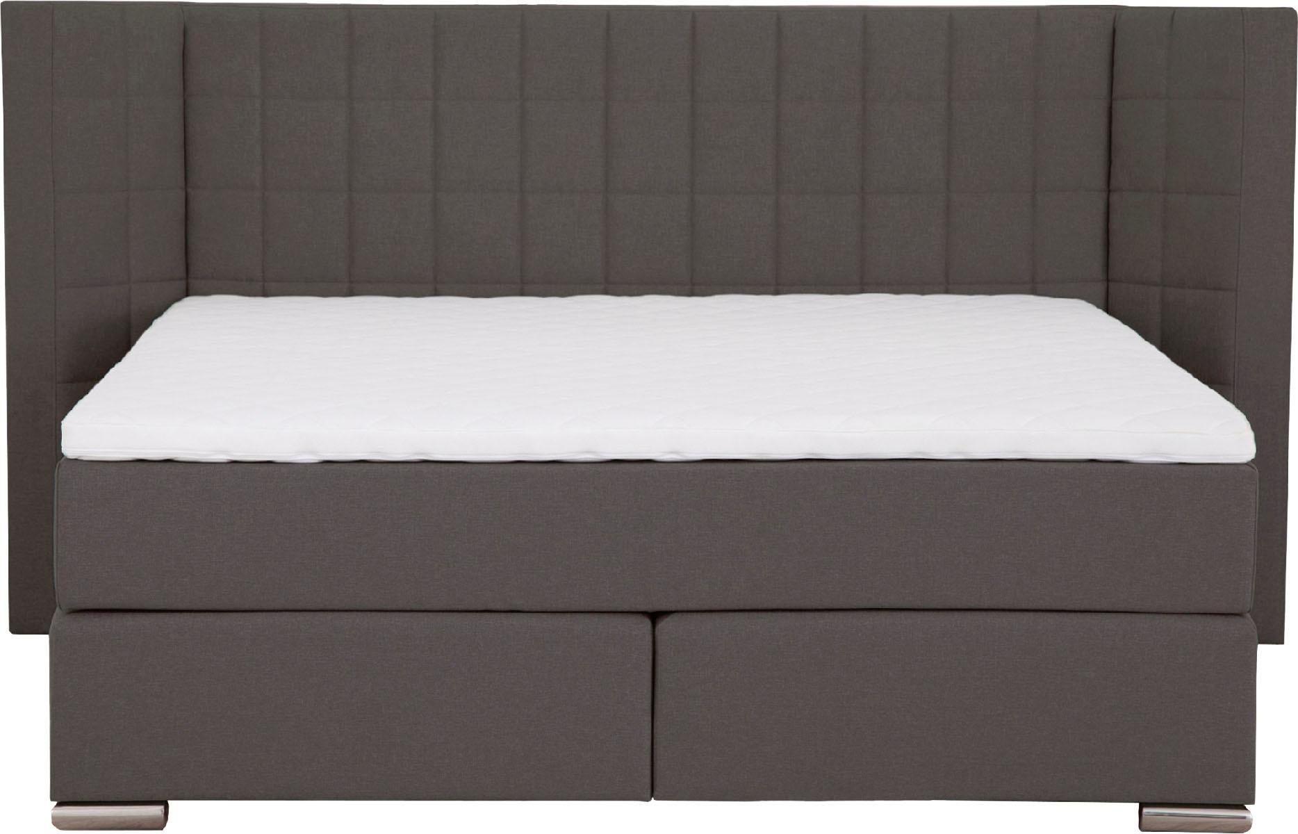 Places of Style Boxspringbett »Piazza«, mit Steppung und Kopfteil mit seitlichen Flügeln