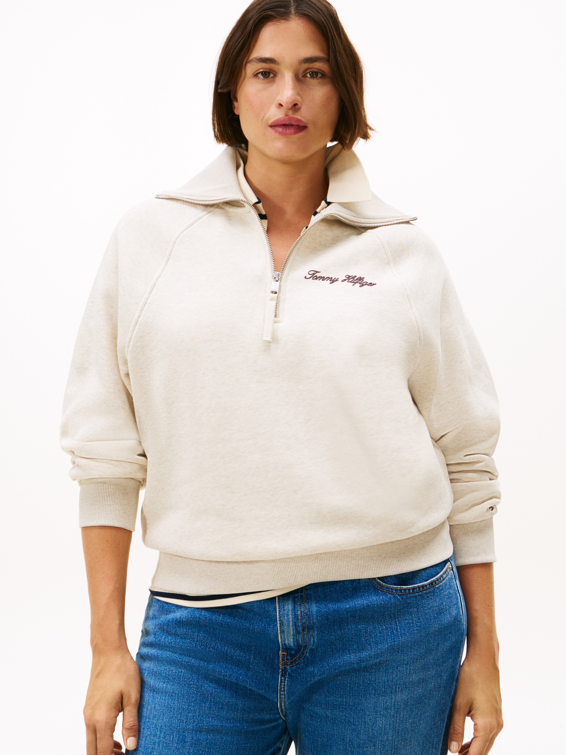 Tommy Hilfiger Curve Sweatshirt "CRV CLASSIC SCRIPT FLEECE 1/2ZIP", in groß günstig online kaufen