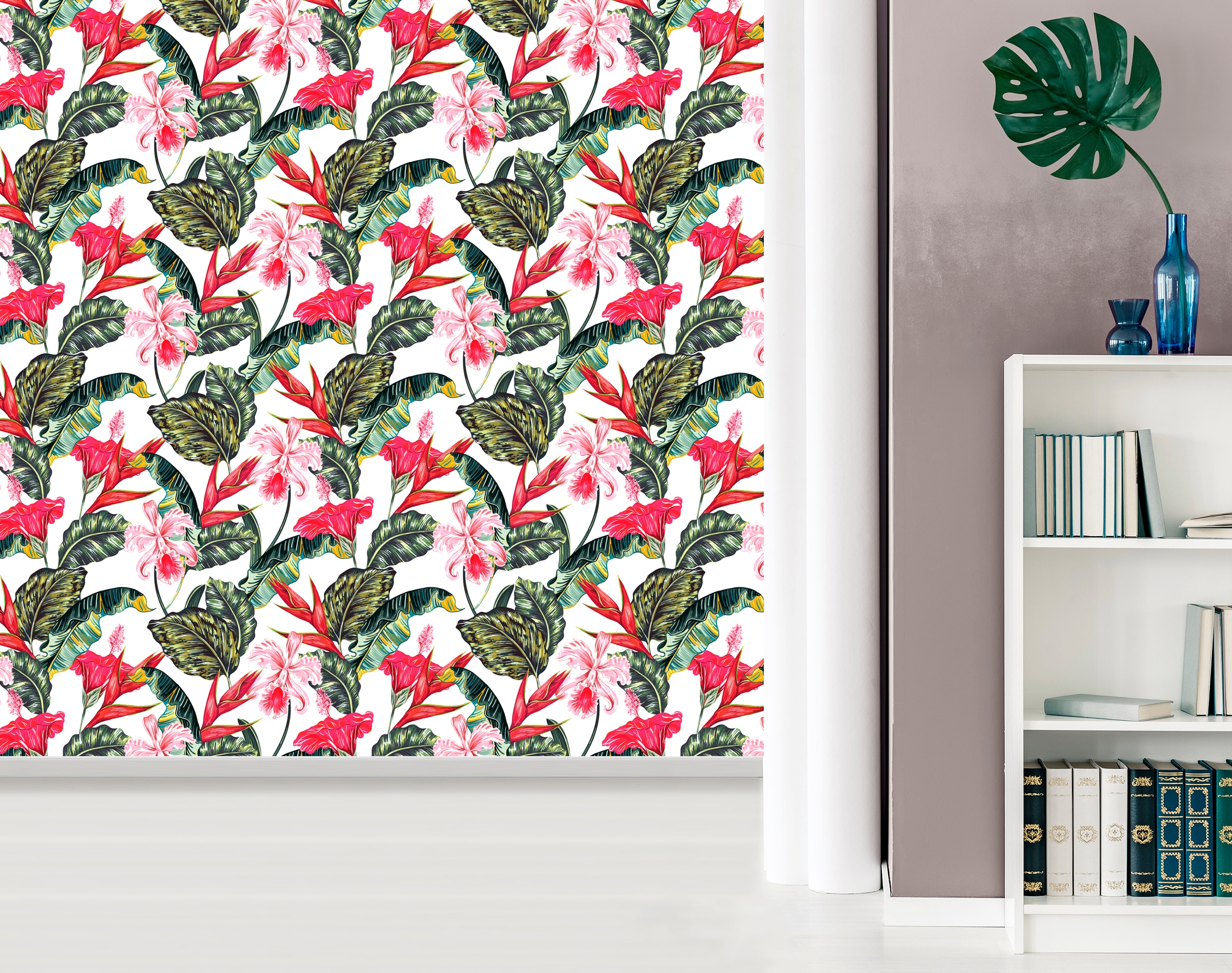 queence Vinyltapete »Mila« Motiv | bedruckt | botanisch | geblümt | gemustert | natürlich glatt 90x250cm, selbstklebend, kinderleichte Anbringung, , Sticker