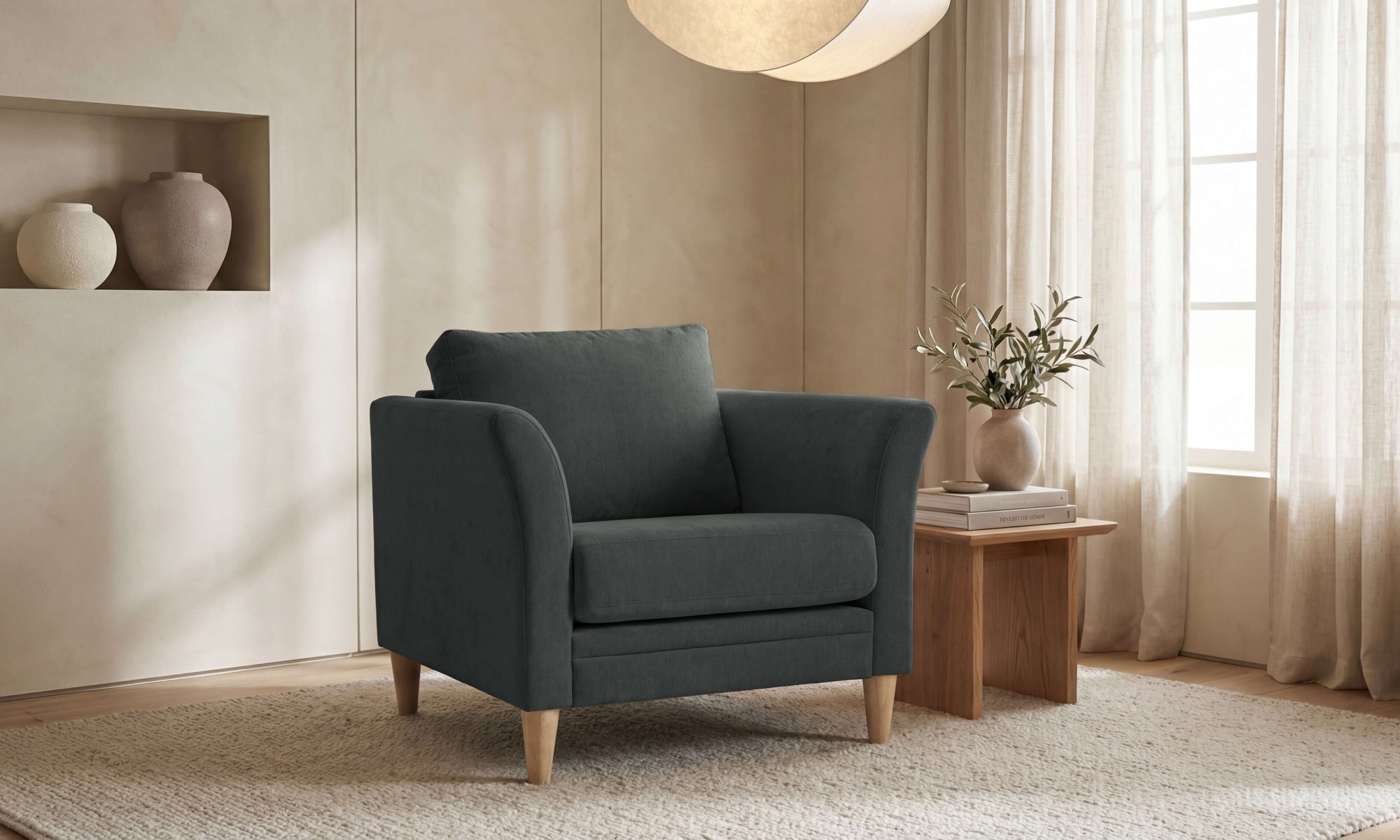 OTTO home Sessel "Arellano, Breite 93 cm" klassisches Design, mit Massivholzfüßen, Webstoff fein, Chenille