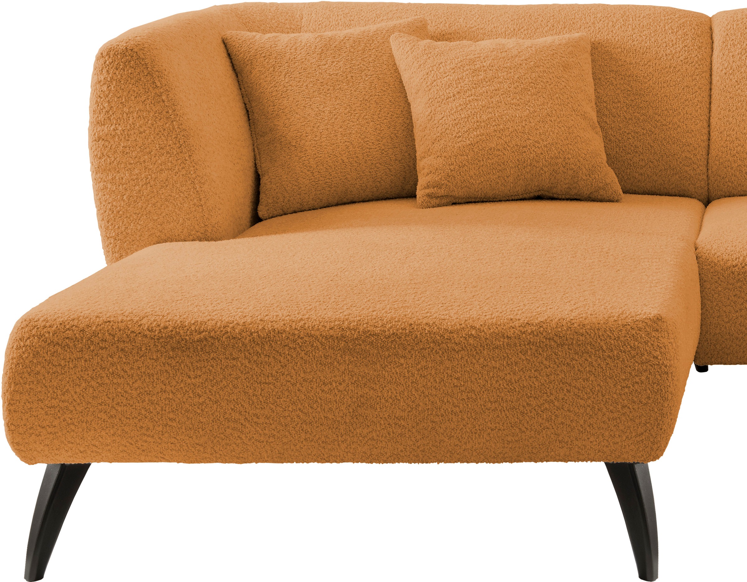 Ecksofa HOME AFFAIRE "Colori Polstermöbel mit zeitlos eleganter Rückenführung. L-Form", gold, B:264cm H:80cm T:160cm, 100% Polyester, Sofas, Ecksofa, Holzfußfarbe wählbar, inkl. 4x Zierkissen 6