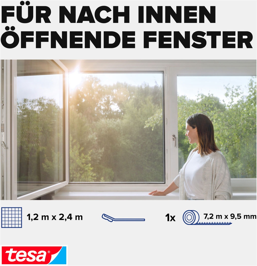 tesa Fliegengitter-Gewebe »Pollenschutzgitter 2-in-1 Pollenschutz und Fliegengitter« Packung, Fliegennetz, Klettband, 1 Stk. tlg. ohne Bohren - 120x240 cm