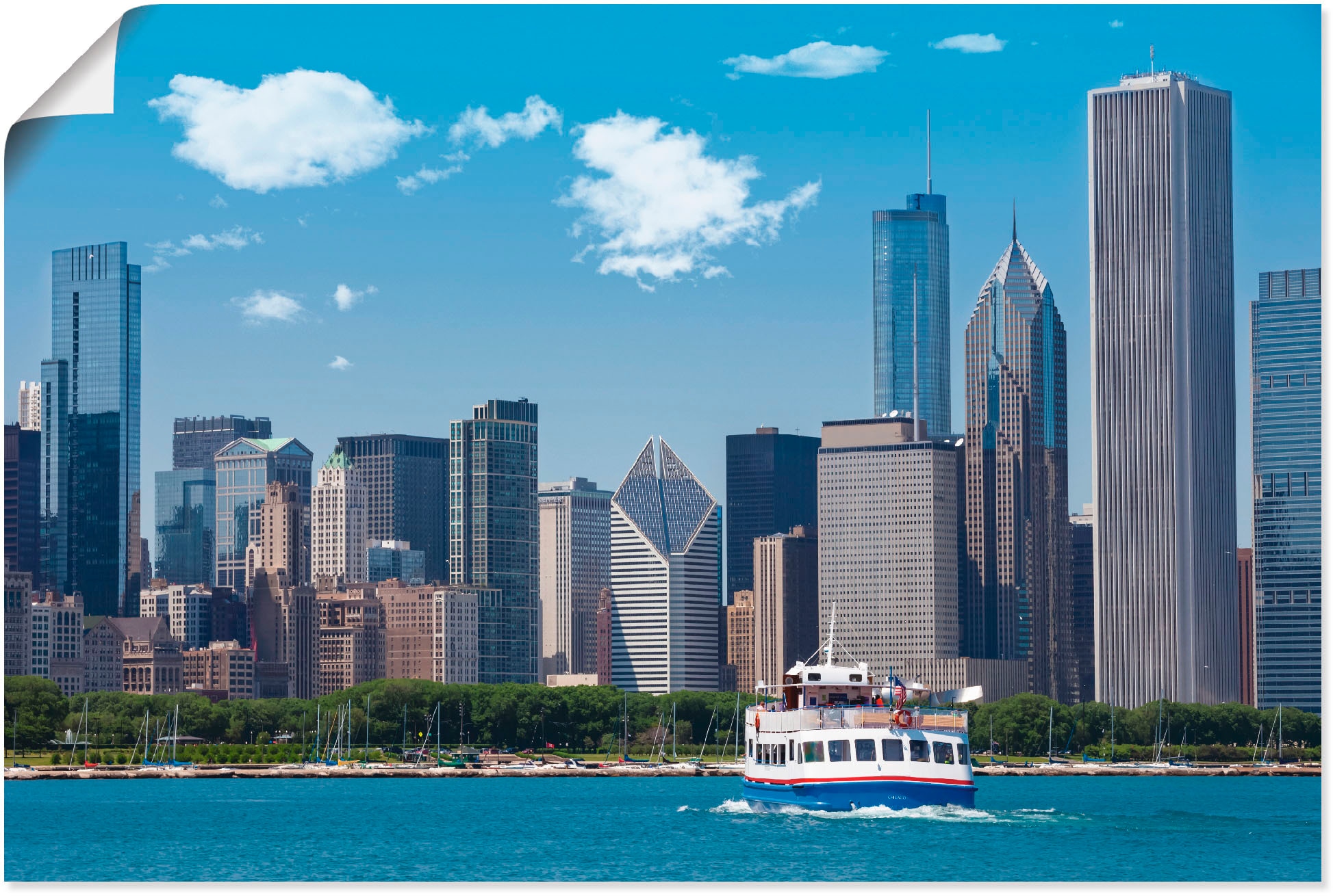 Artland Poster "Chicago Skyline", Amerika, (1 St.), als Alubild, Leinwandbild, Wandaufkleber oder Poster in versch. Größ