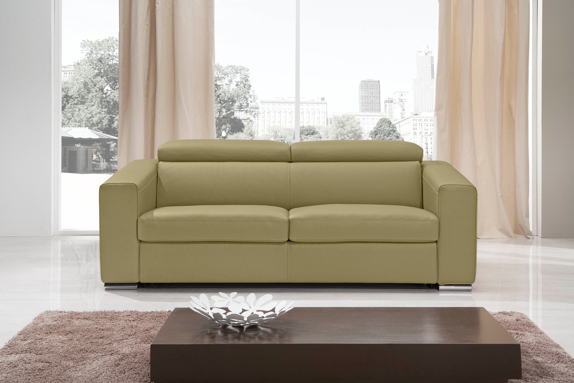 Egoitaliano Schlafsofa »Cabiria, Design und super Sitz- und Liegekomfort«, Sofa inkl. Schlaffunktion, Kopfteile verstellbar, mit Metallfüßen