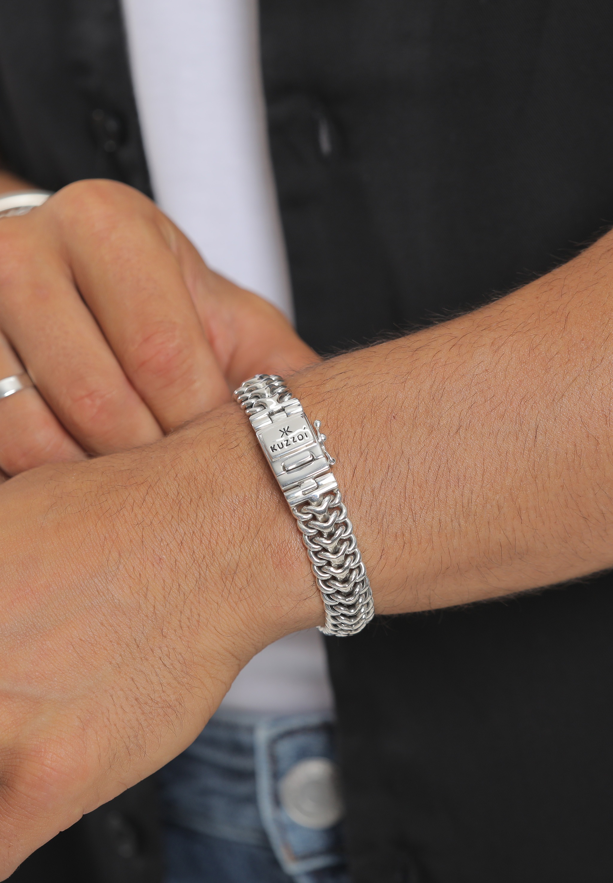 Kuzzoi Armband »Herren Panzerarmband Gliederkette 925er Silber«