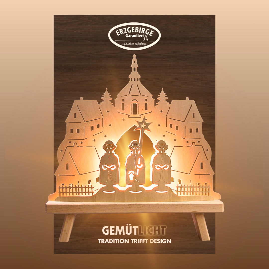 Weigla Lichterbogen "Dekoleuchte aus Holz mit Seiffener Kirche, NATUR, Made günstig online kaufen