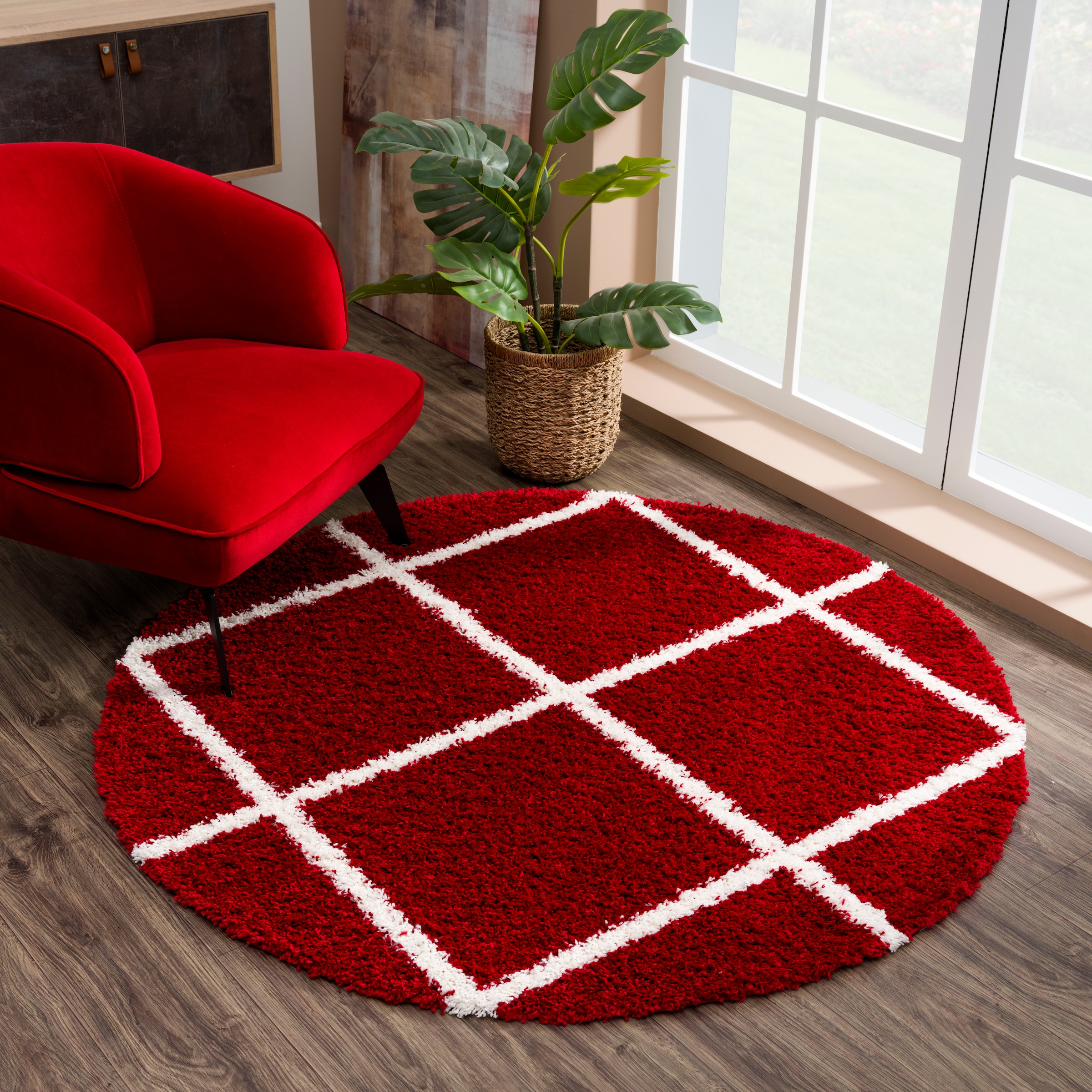 Sanat Hochflor-Teppich "Madrid 1, auch in Rund erhältlich" rund 30 mm Höhe Wohnzimmer, Langflor, Shaggy Teppich