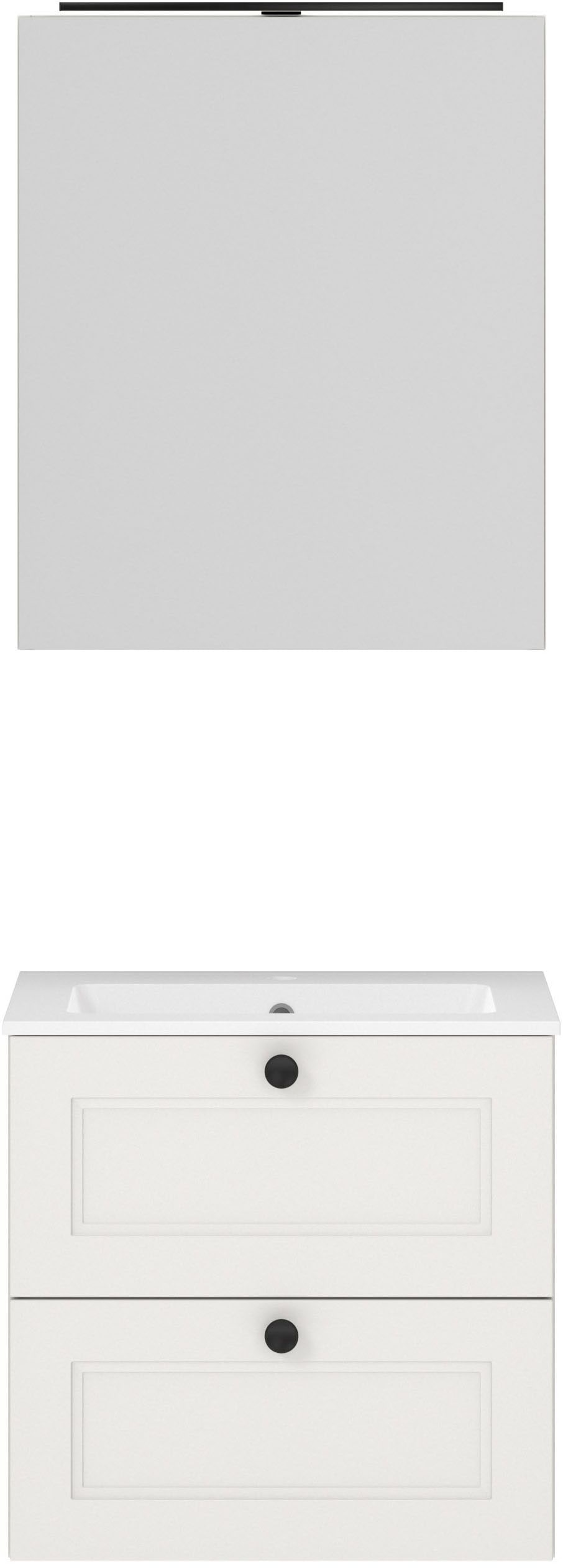 nobilia "Cascada" Set, mit Waschbecken, inkl. Spiegelschrank mit Beleuchtung, 2 Stk. tlg.