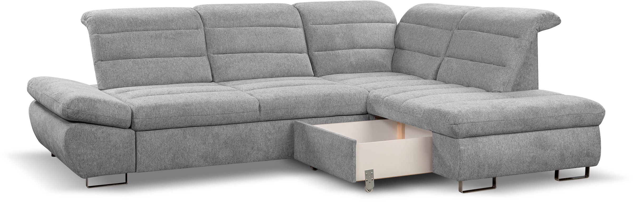 WERK2 Ecksofa »Roma L-Form«, Sofa mit Schlaffunktion, Sitztiefenverstellung, verstellbare Kopfteile