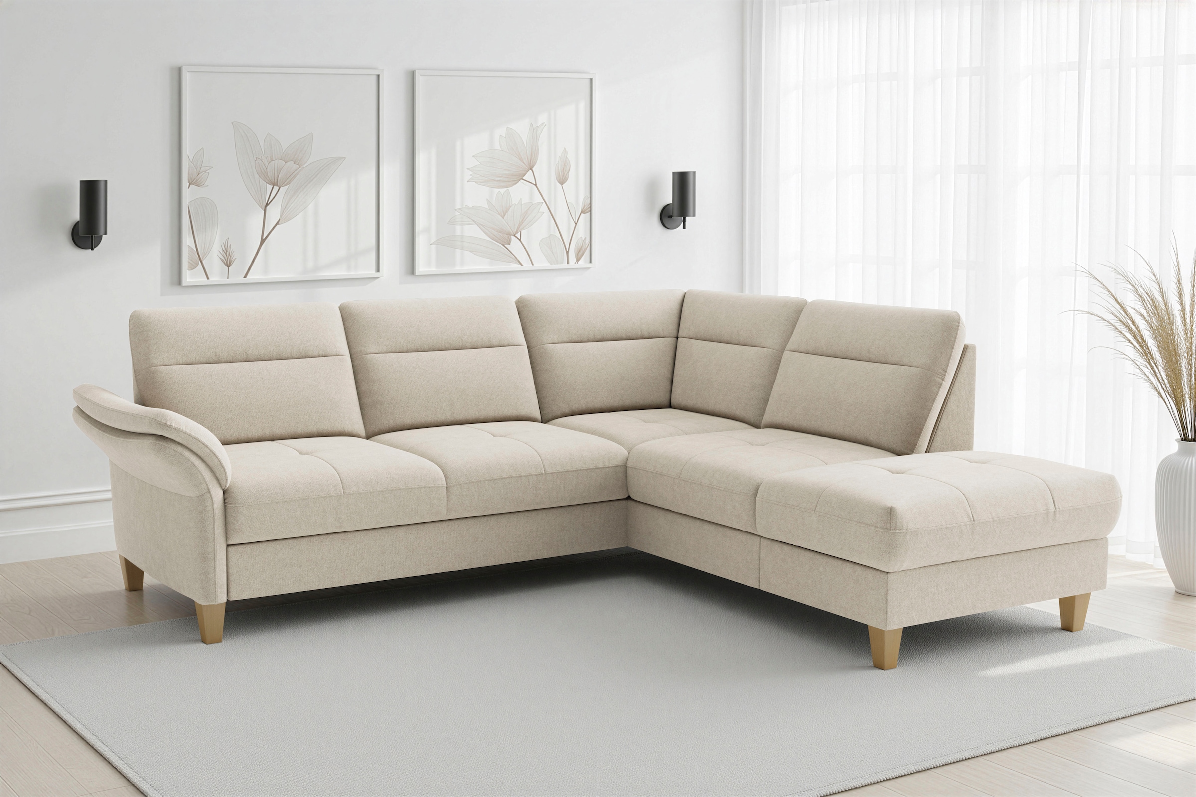 sit&more "Pamela L-Form, B: 218 cm, optional Schlaffunktion & Bettkasten" mit Federkern