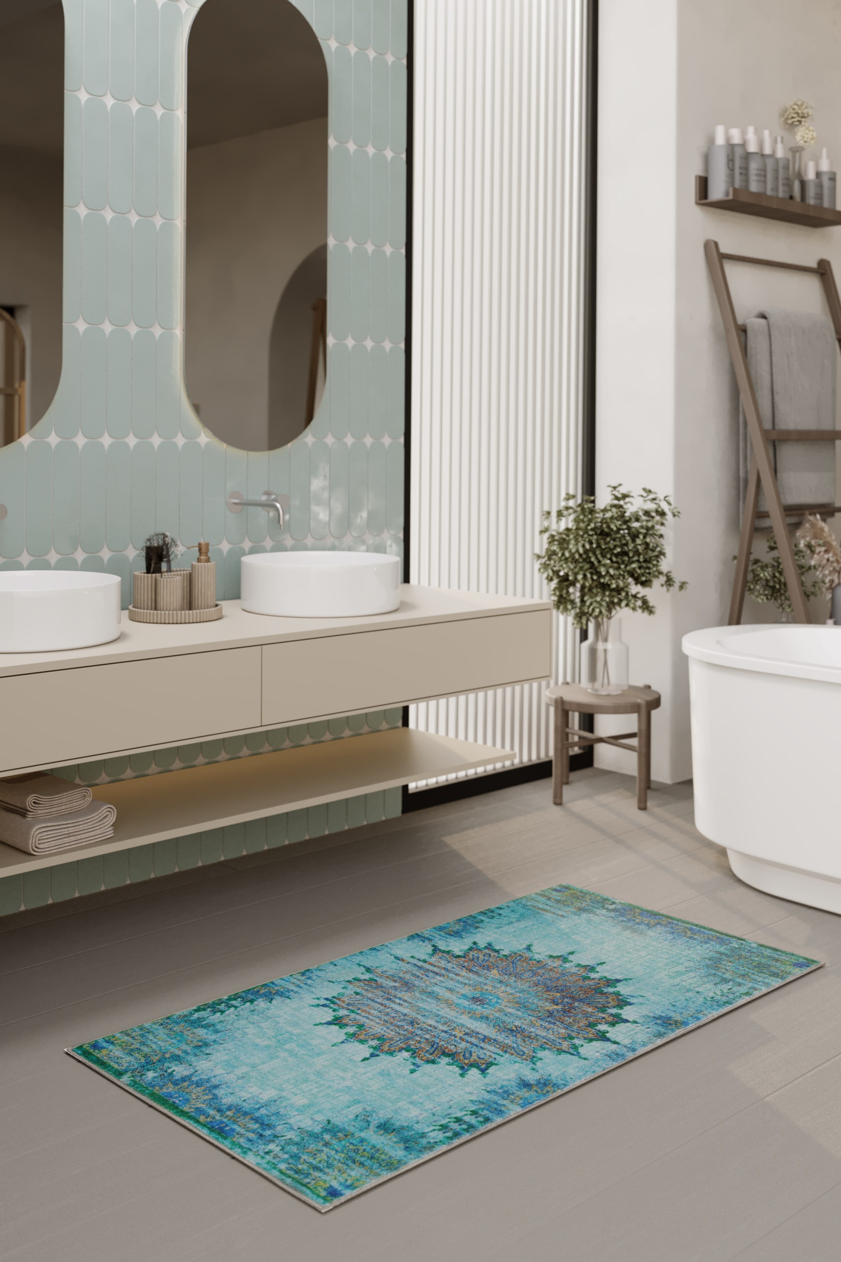 Wecon home Badematte »Healing«, fußbodenheizungsgeeignet, Vintage, waschbar, rutschfest, schnell trocknend, robust, Badteppich