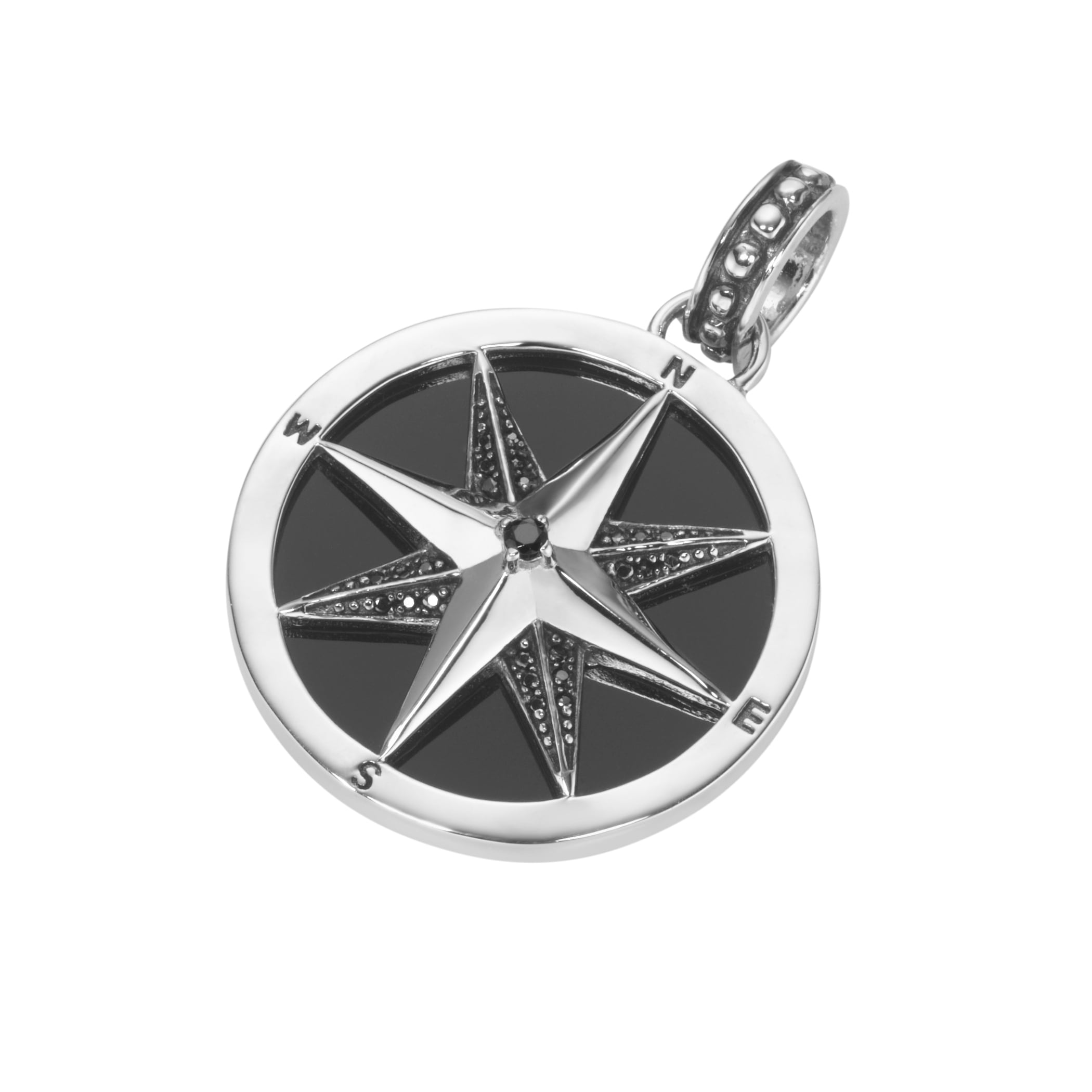 GIORGIO MARTELLO MILANO Kettenanhänger »Kompass, mit Achat und Spinellen in schwarz, Silber 925«