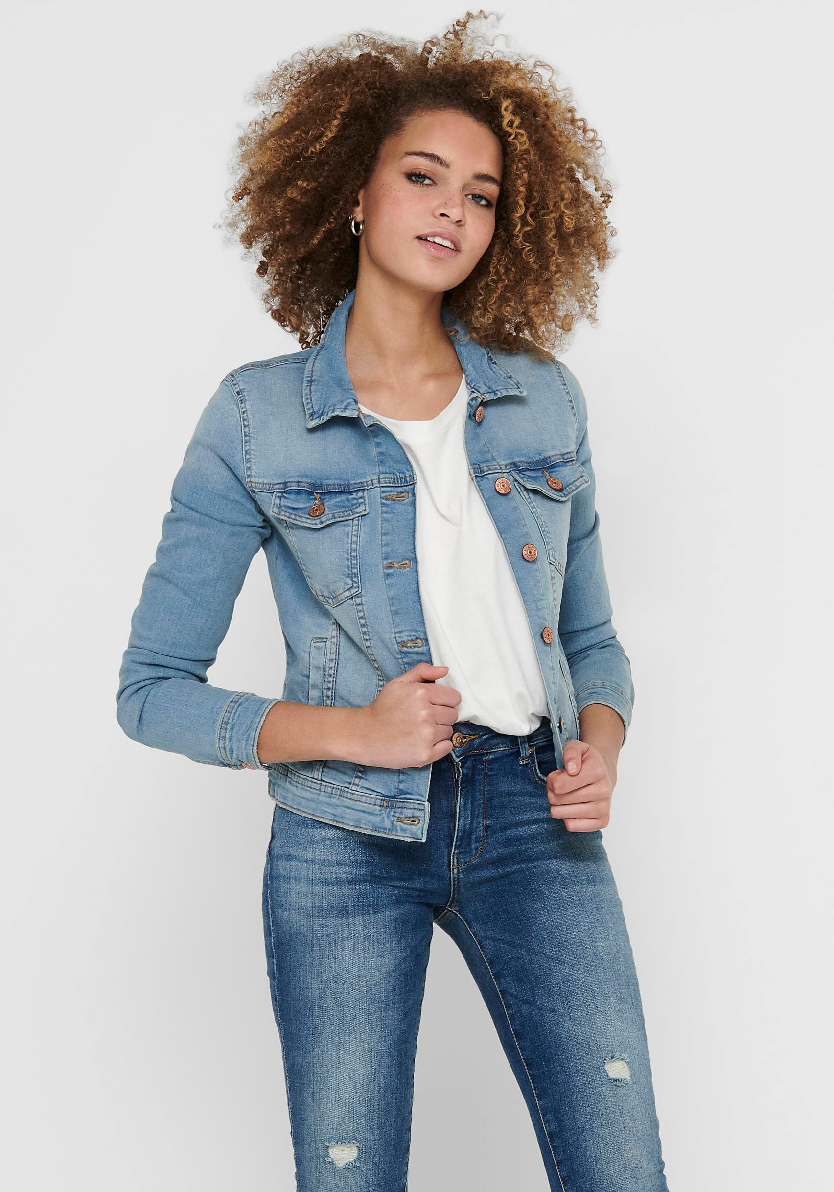 ONLY Jeansjacke "ONLTIA DNM JACKET LB BEX179 NOOS" in modischer Waschung günstig online kaufen