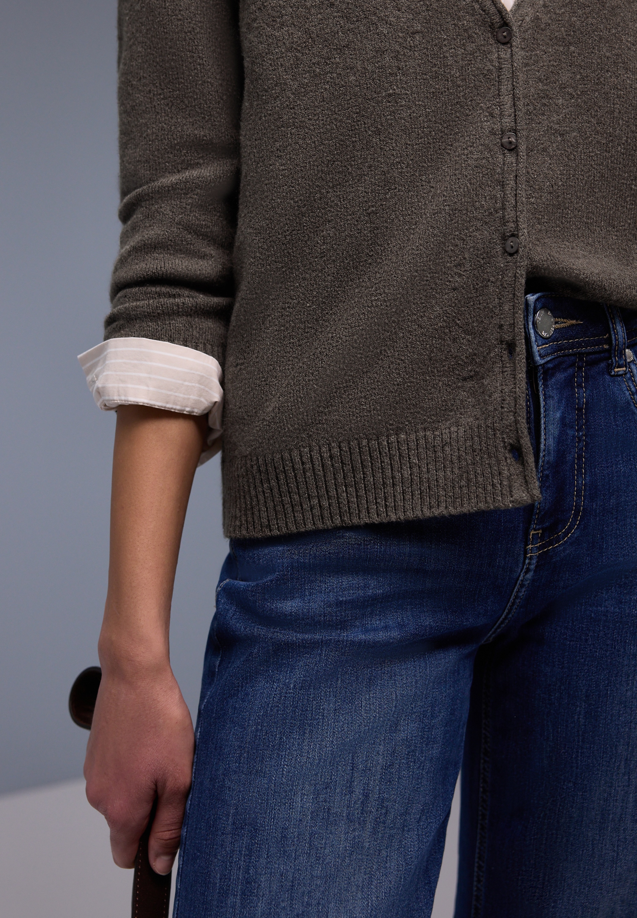 STREET ONE Cardigan mit V-Auschnitt und Rollkante