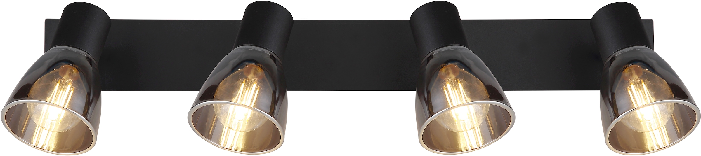 GLOBO LIGHTING Deckenstrahler »CLAUDE«, Leuchtmittel E14 | ohne Leuchtmittel, Deckenspot/schwarz/Glas rauchfarben/LxBxH: 500x70x155mm