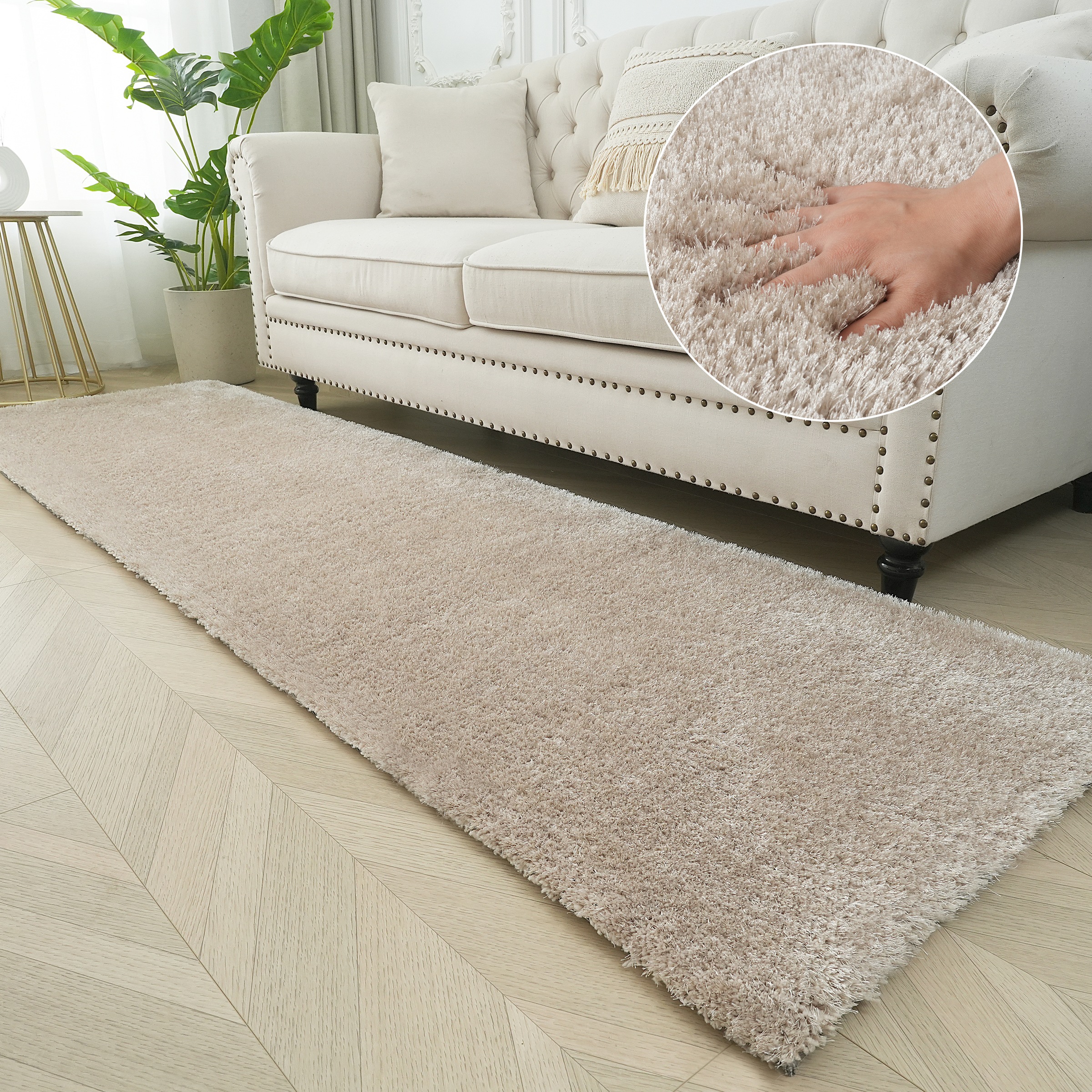Bruno Banani Hochflor-Läufer »Dana Teppich, Kundenliebling«, rechteckig, 30 mm Höhe, Brücke, uni, weich, Mikrofaser, Diele, Flur, Wohnzimmer, Schlafzimmer