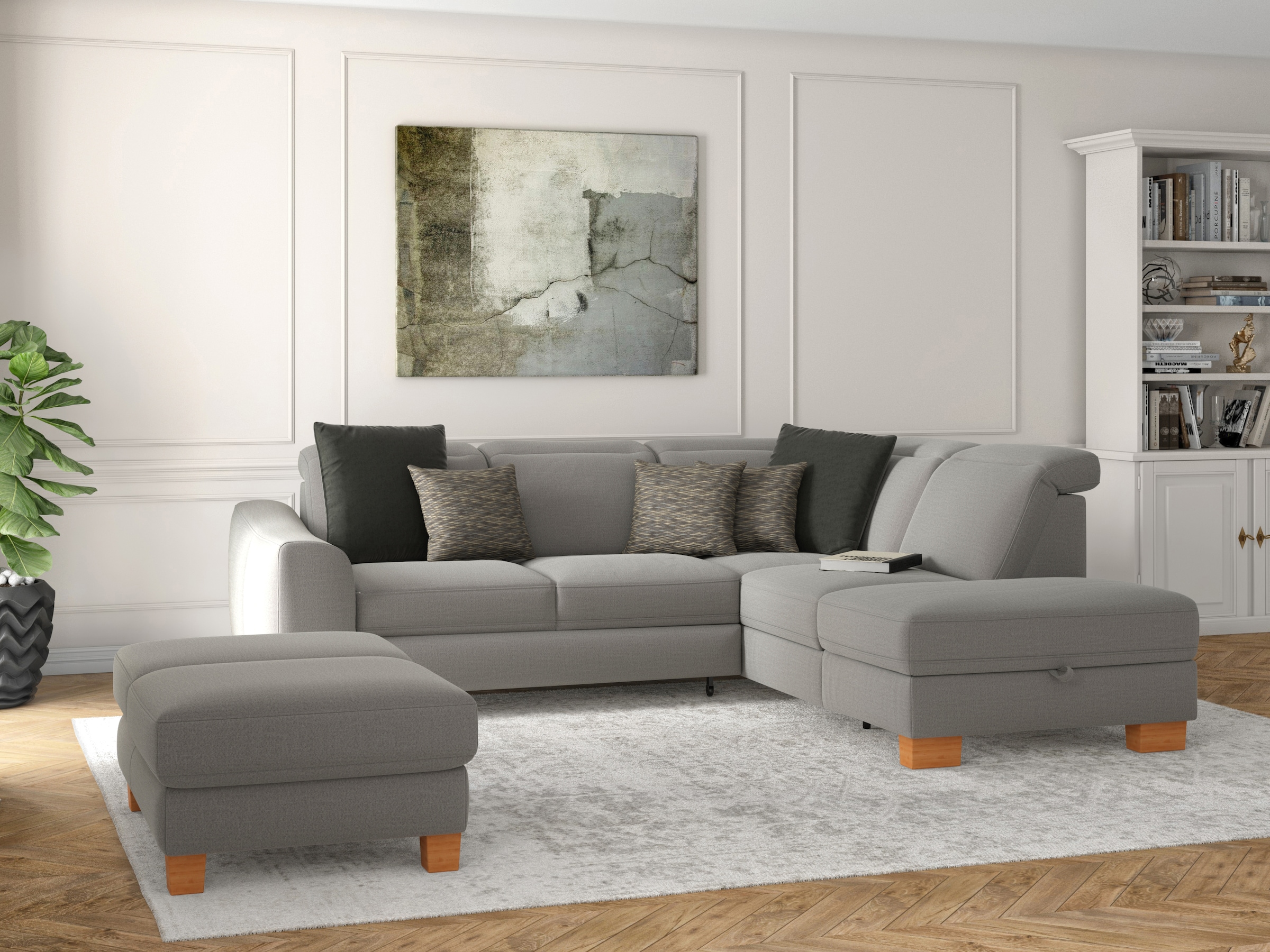 sit&more Ecksofa "Dundee L-Form" mit Federkern und Massivholzfüßen, wahlweise mit Kopfteilverstellung