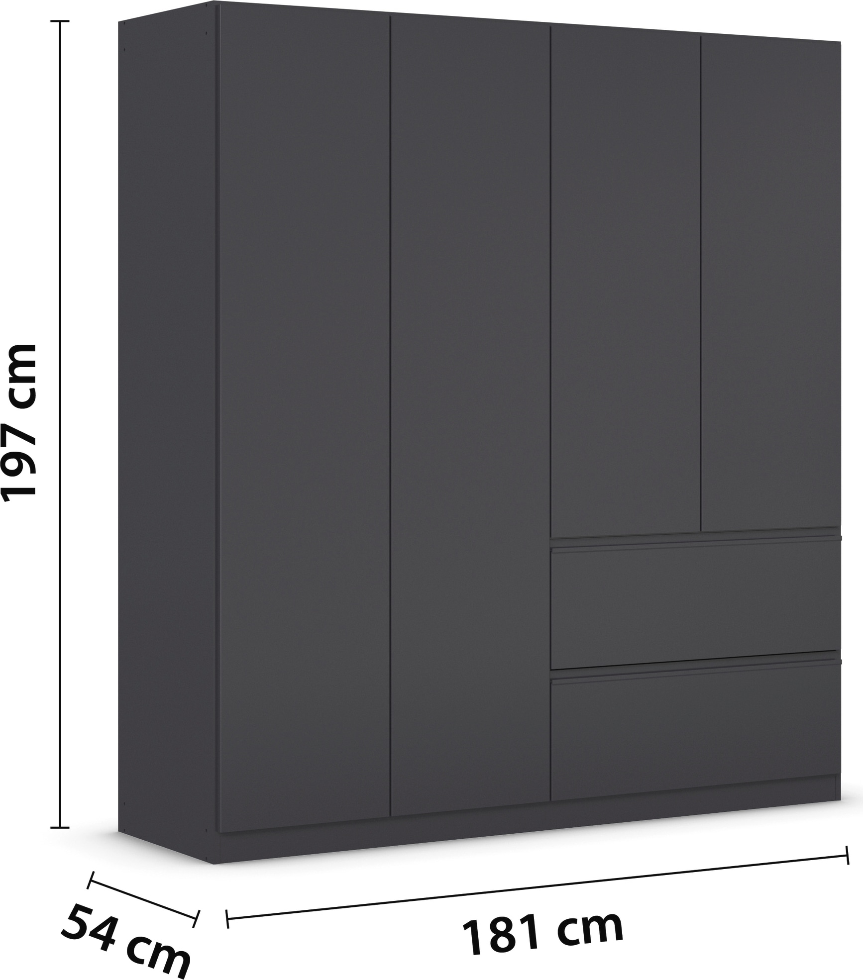 rauch Drehtürenschrank »Kleiderschrank Schrank Garderobe Wäscheschrank COSTA in 3 Breiten«, viel Platz, grifflose Front und Push-to-Open Funktion MADE IN GERMANY