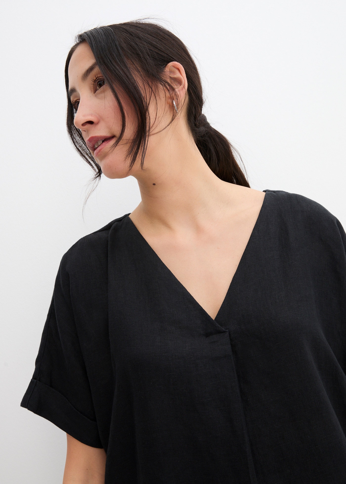 bonprix Tunikakleid »Kaftan-Kleid aus reinem Leinen« für eleganten Look, aus Leinen, Oversize-Passform, mit Halbarm