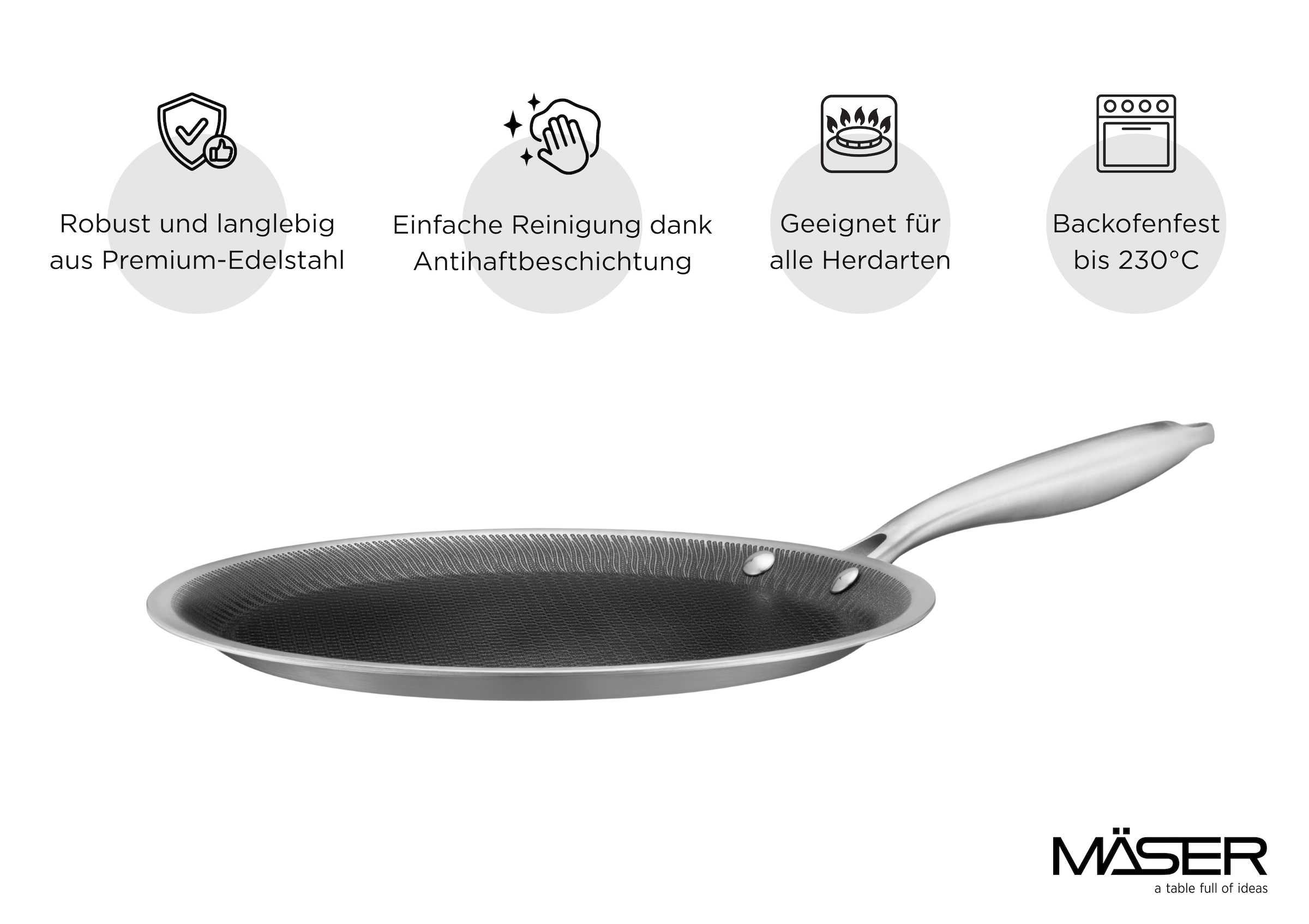 MÄSER Crêpepfanne »Hestia Keramik« Edelstahl 18/10 1 tlg.