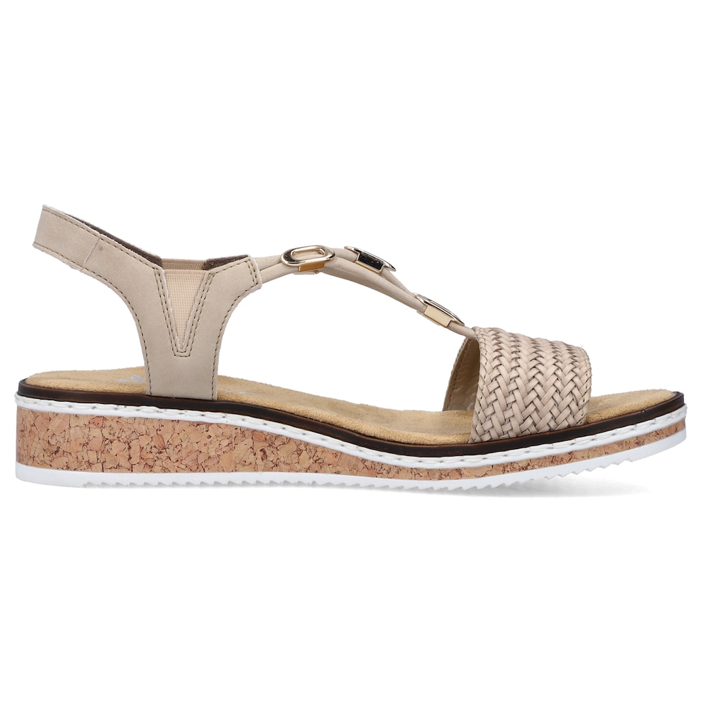 Rieker Sandale, Sommerschuh, Sandalette, Keilabsatz, in geflochtenem Look