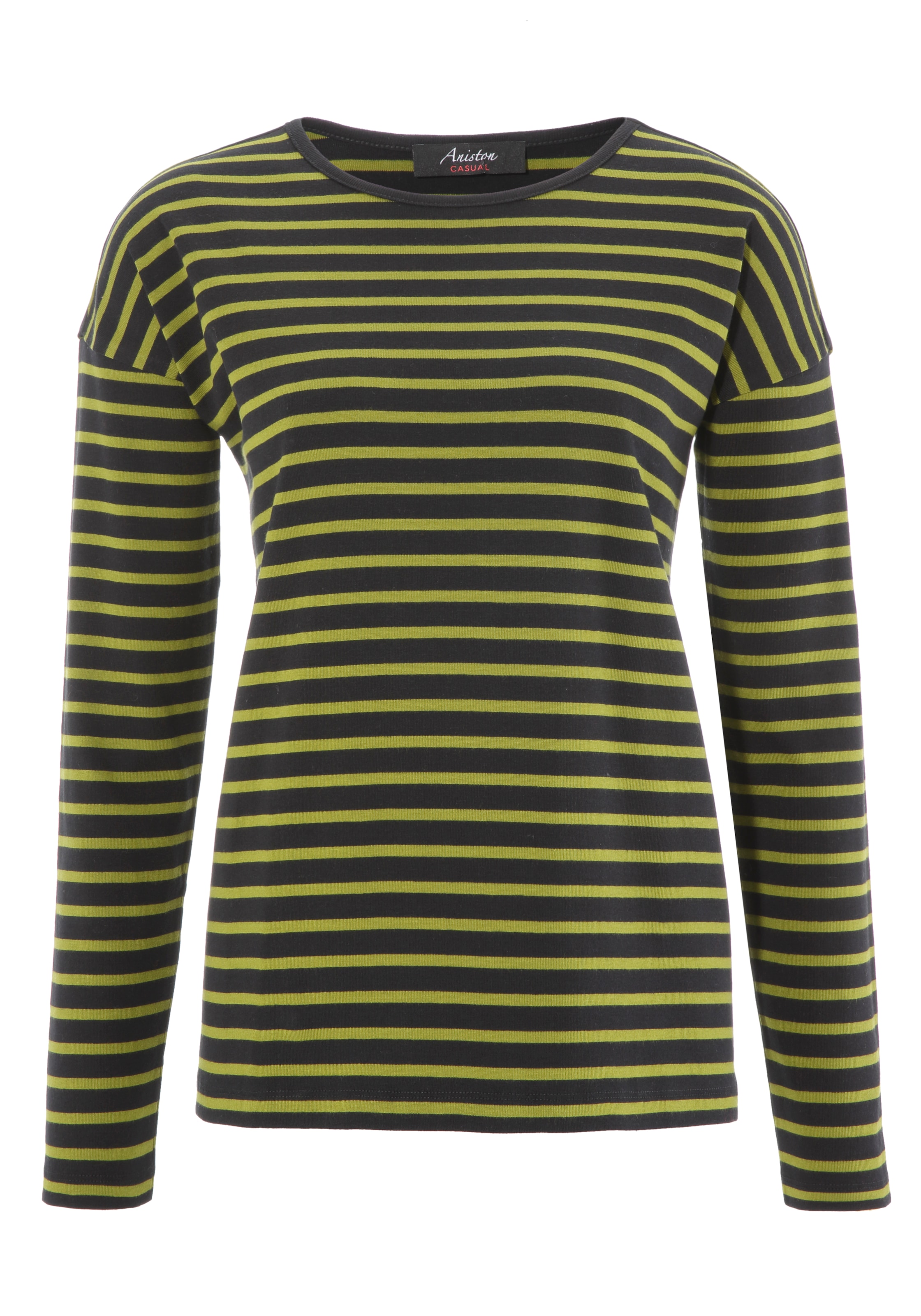 Aniston CASUAL Langarmshirt, mit für | BAUR kaufen Ringeln trendfarbenen