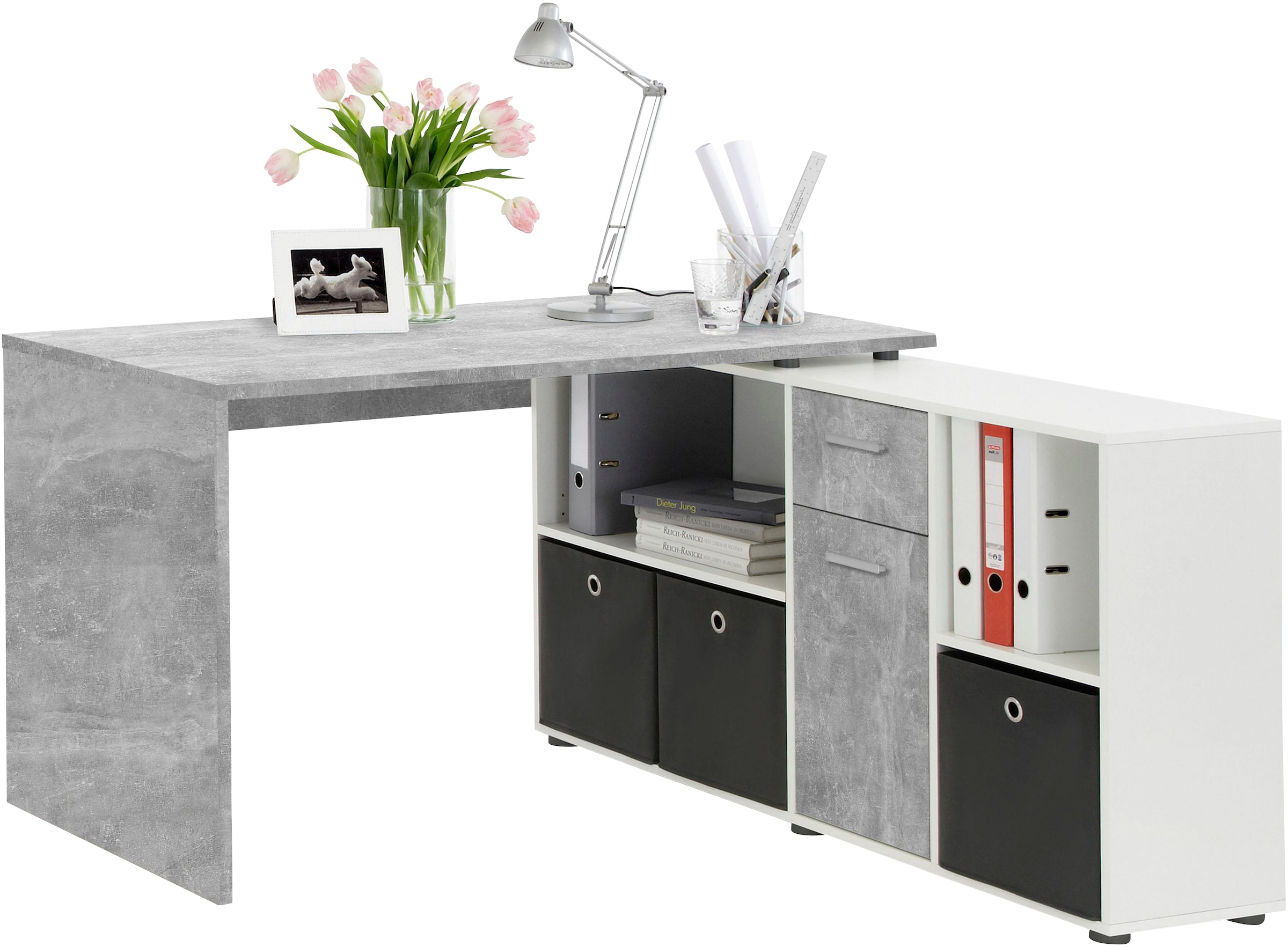 FMD Eckschreibtisch "Lexo", Schreibtisch/Sideboard viel Stauraum, beidseiti günstig online kaufen